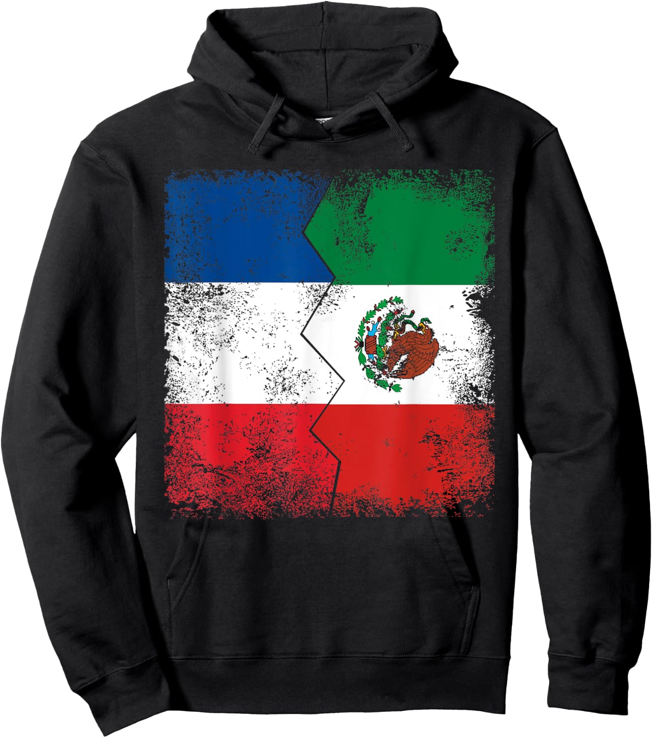 France Mexico Flags | Half Mexican French Roots Vintage Hoodie - Hoodie | Black