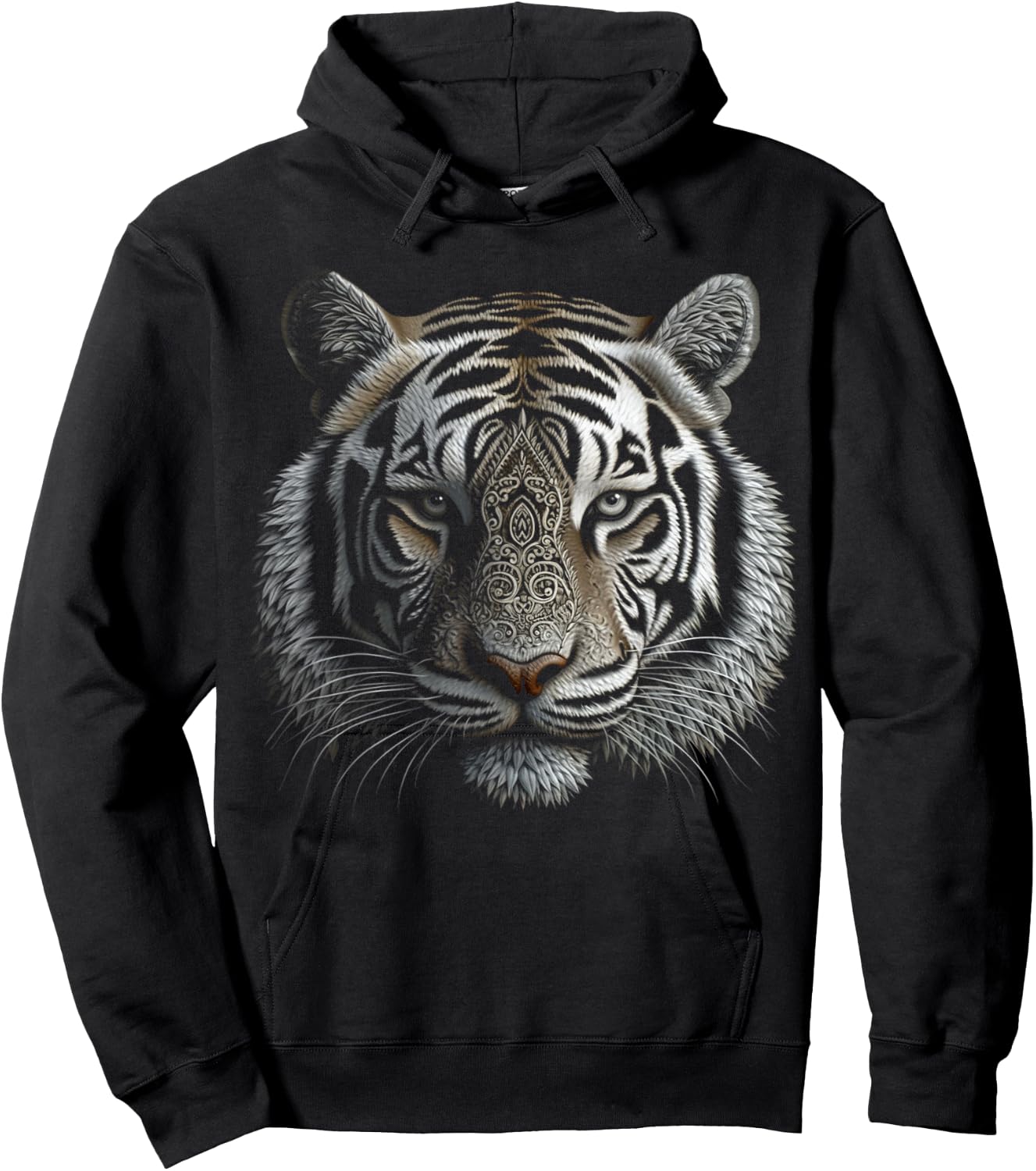 White Tiger Artwork - Mandala Animal Art Tiger Hoodie - Hoodie | Black