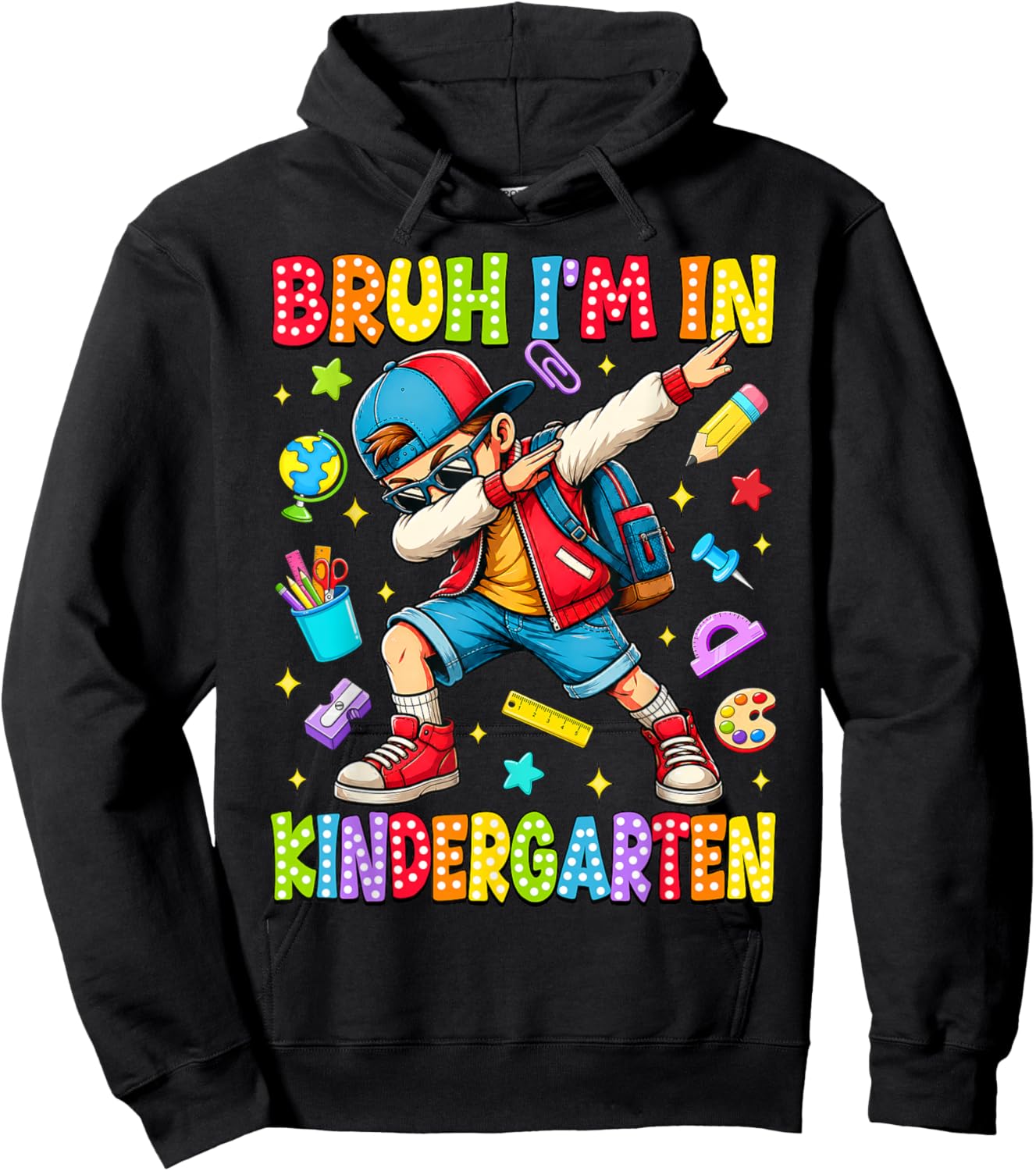 Bruh I'm in Kindergarten Dabbing Boy Student Back to School Hoodie - Hoodie | Black