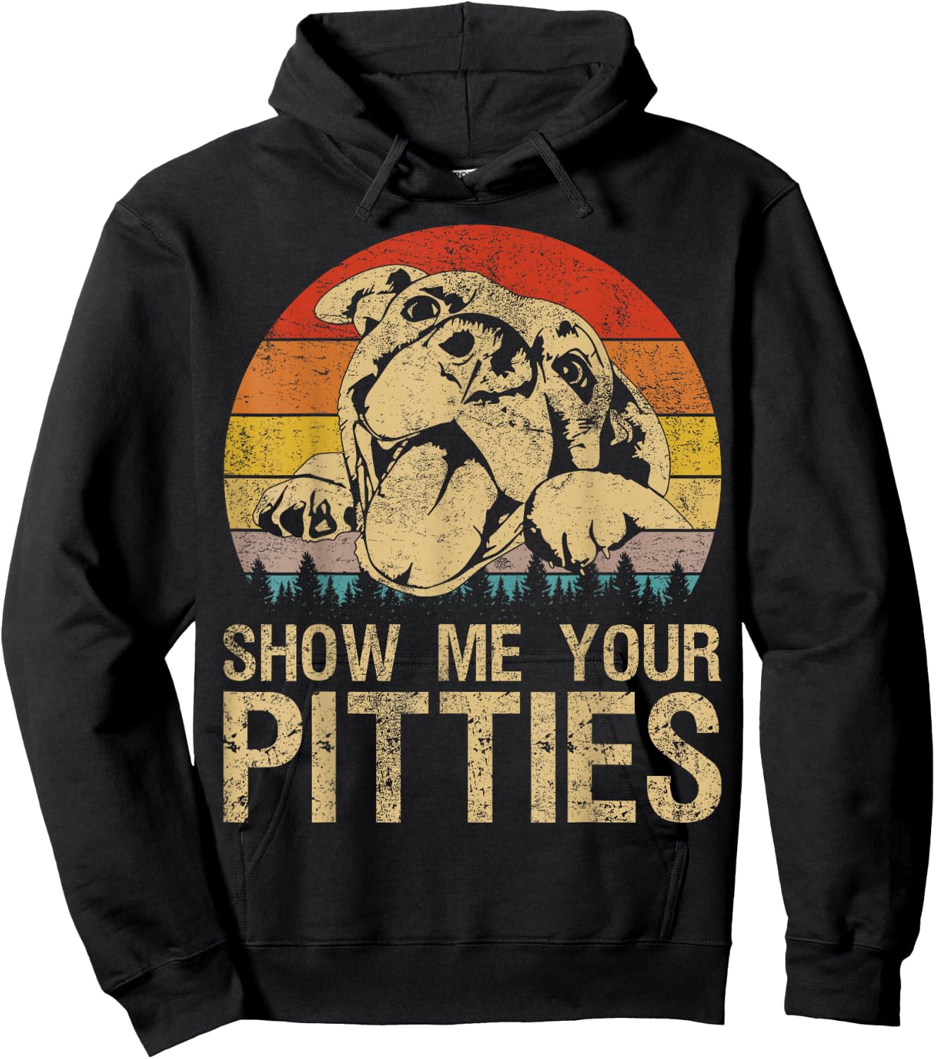 Show Me Your Pitties Funny Pitbull Dog Lovers Retro Vintage Hoodie - Hoodie | Black