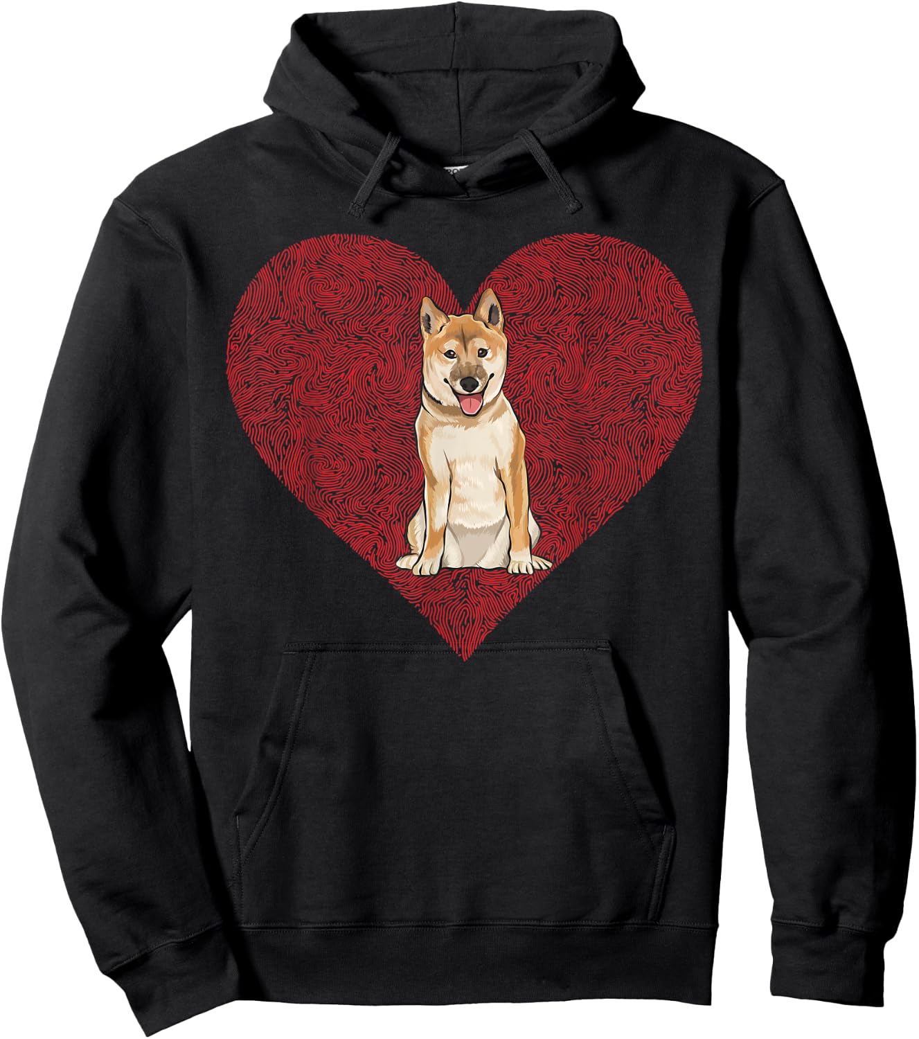 Shiba Inu Valentines Day Dog Love Fingerprint Hoodie - Hoodie | Black