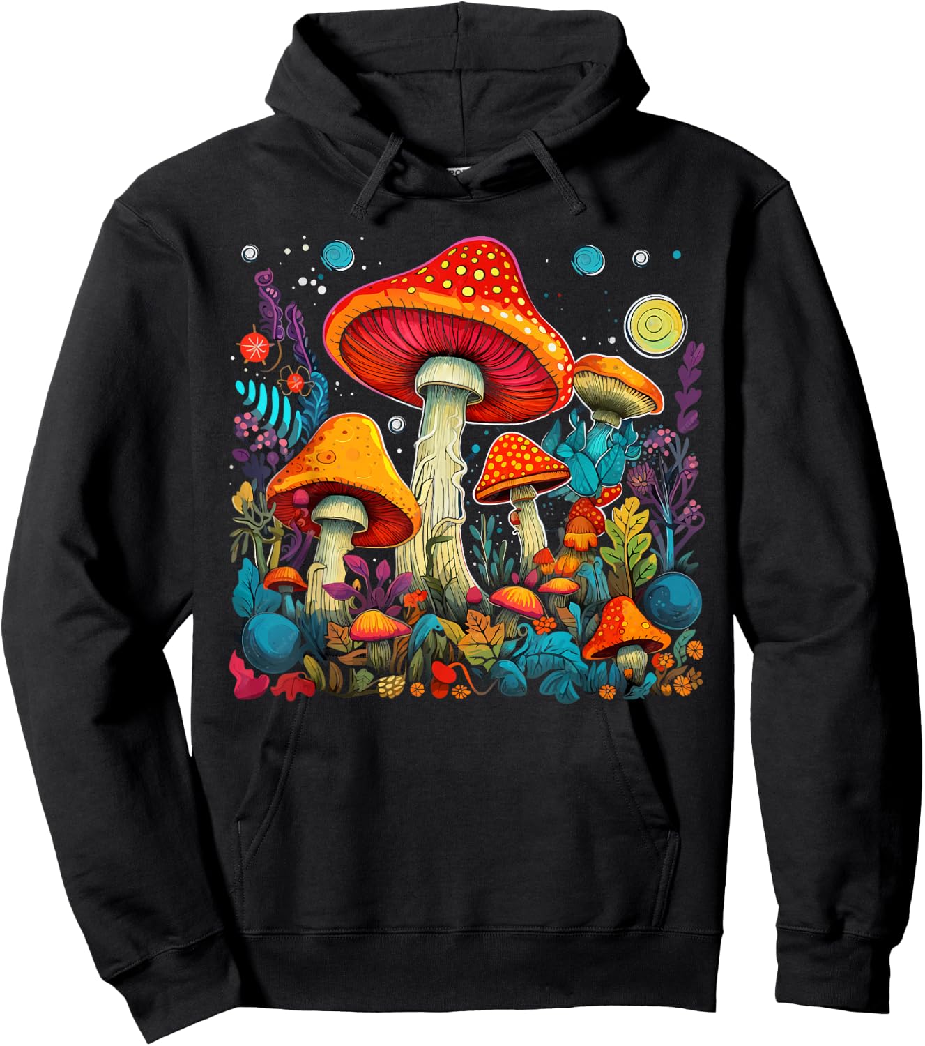 Hippie Mushrooms Psychedelic Forest Fungi Festival Hoodie - Hoodie | Black