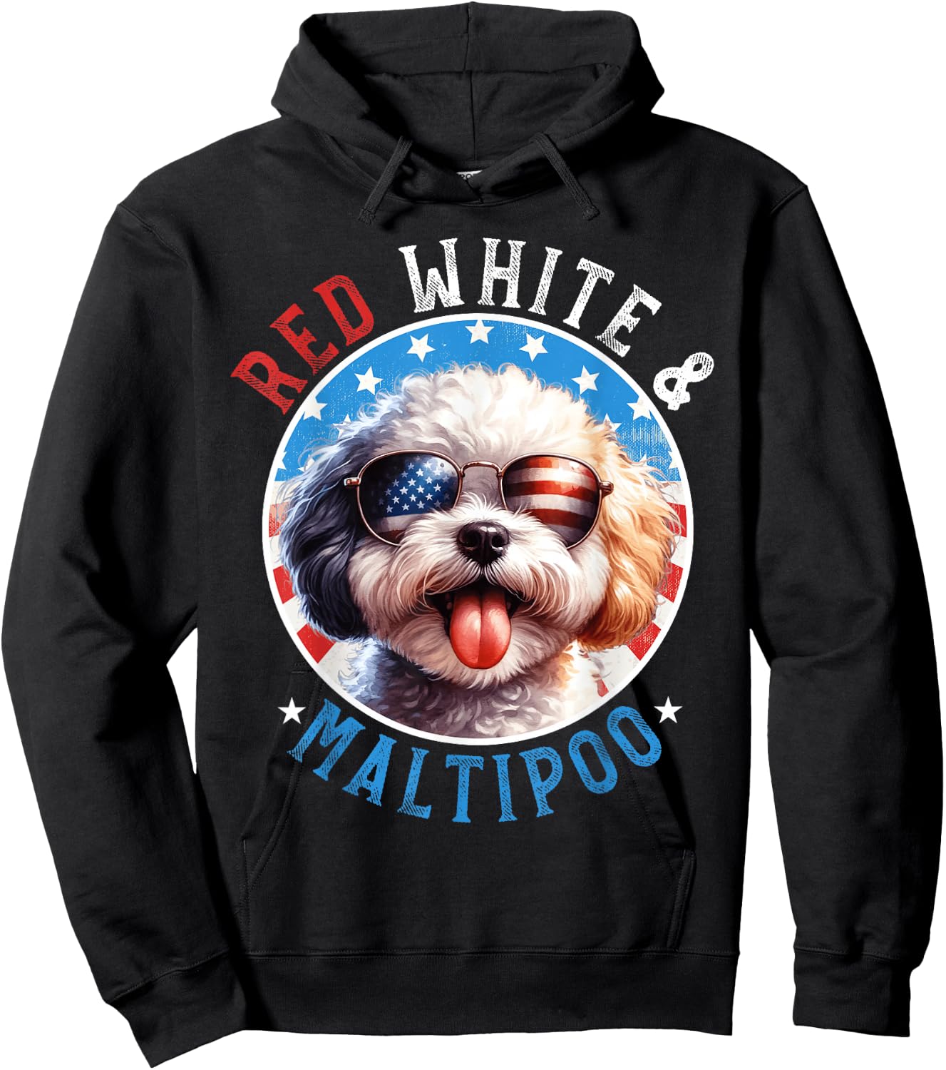 Maltipoo Dog 4th of July Red White and Maltipoo Lovers Men Women Kids Hoodie - Hoodie | Black