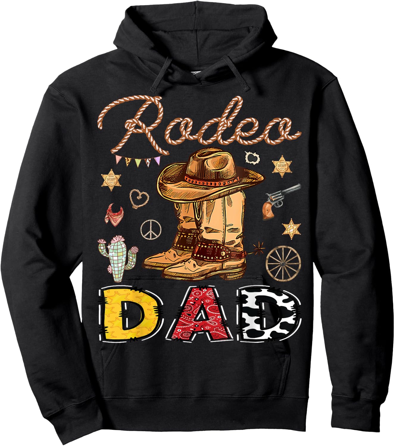 Rodeo Dad Western Birthday Cowboy Matching Family Hoodie - Hoodie | Black