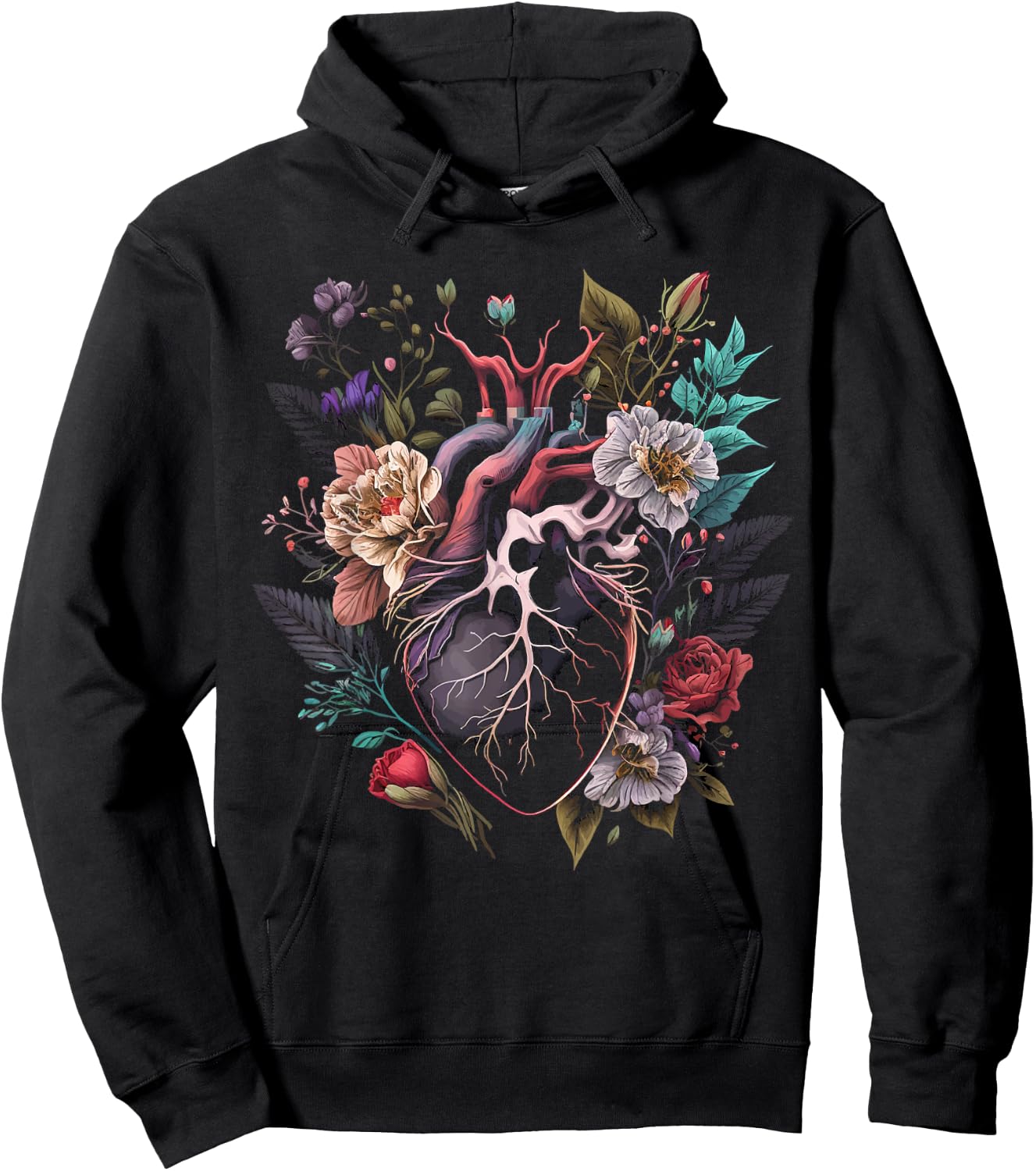 Anatomical Heart And Flowers Show Your Love Hoodie - Hoodie | Black