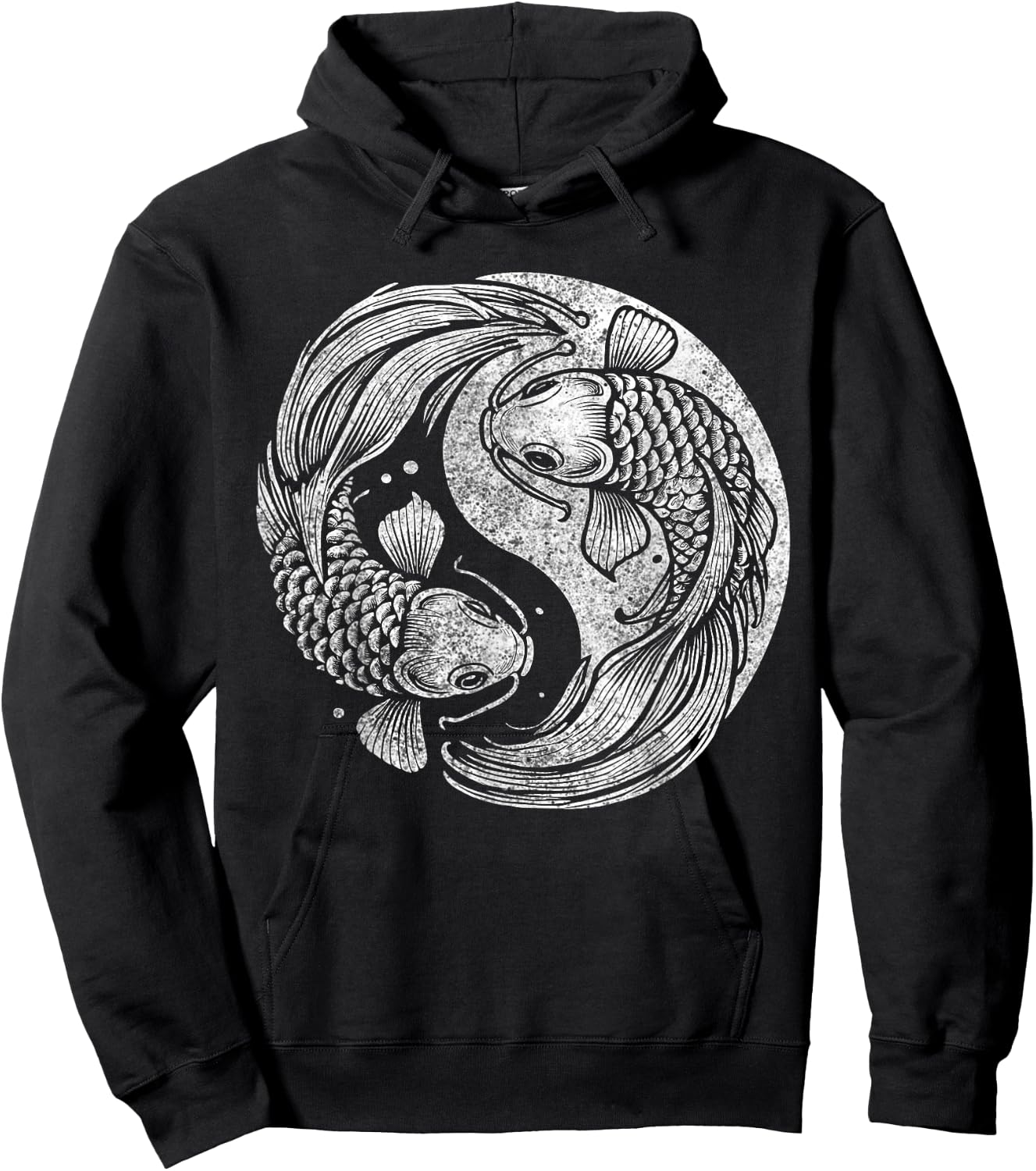 Yin And Yang Retro Japanese Koi Fish Hoodie - Hoodie | Black
