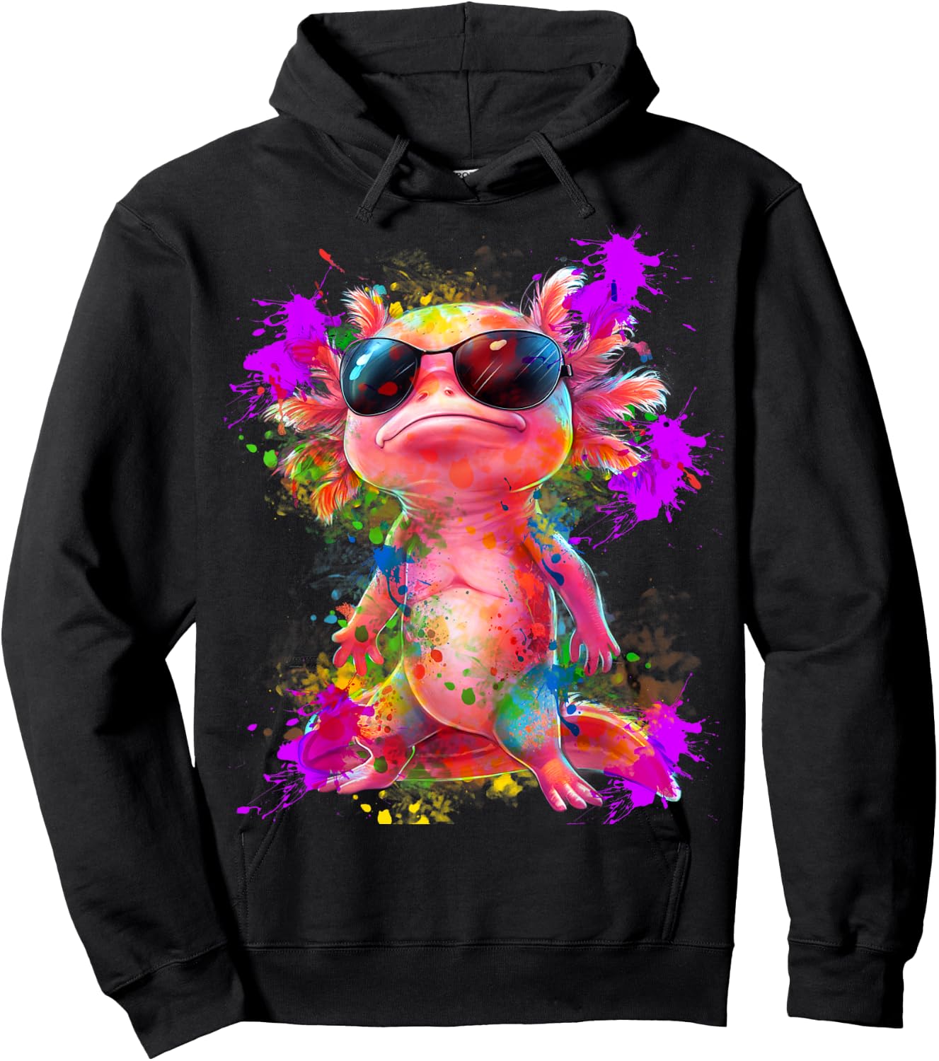 Cute Funny Colorful Axolotl Art Girls Boys Kids Women Men Hoodie - Hoodie | Black