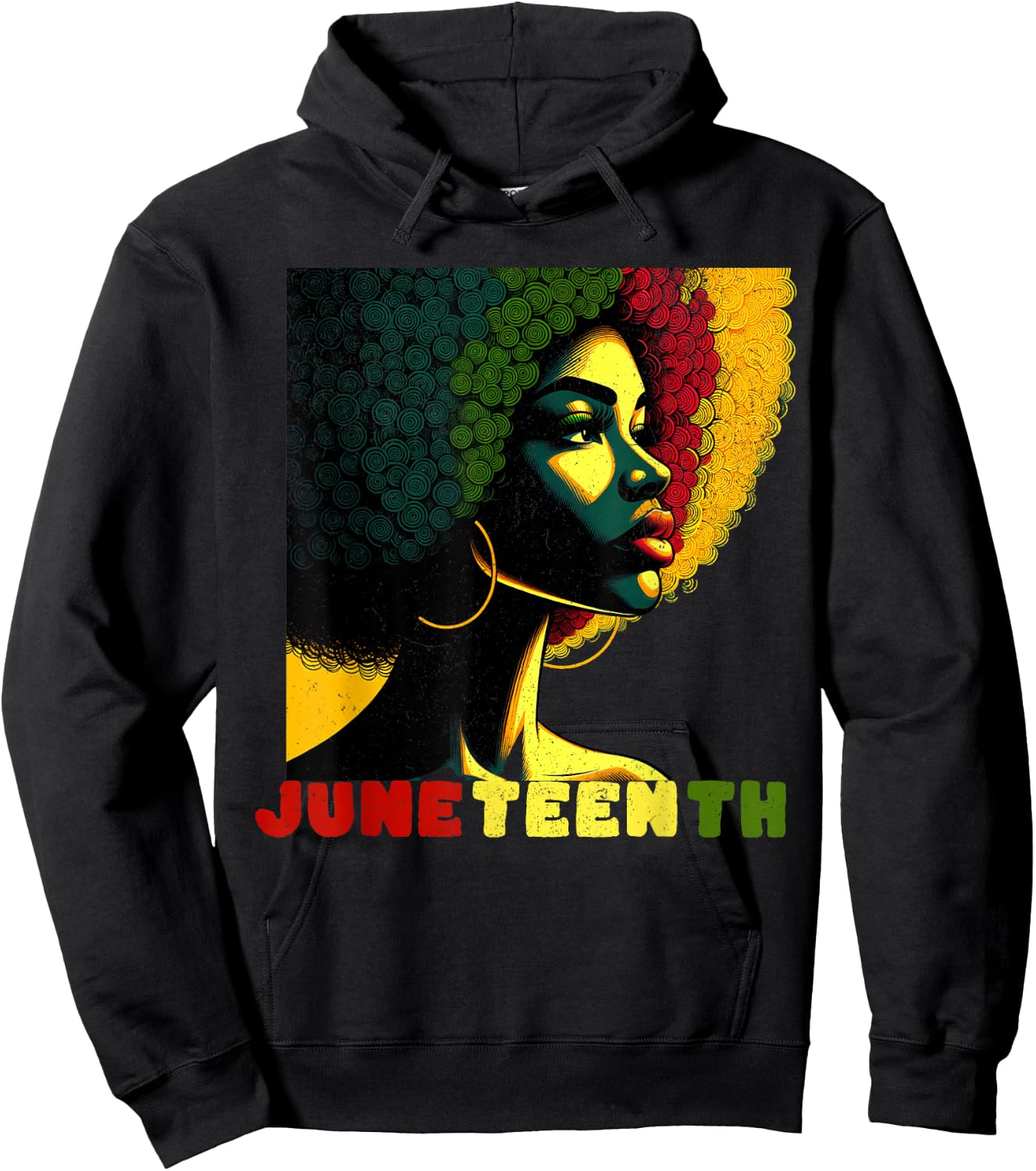 Juneteenth Tribute Vibrant Black Woman Art Hoodie - Hoodie | Black