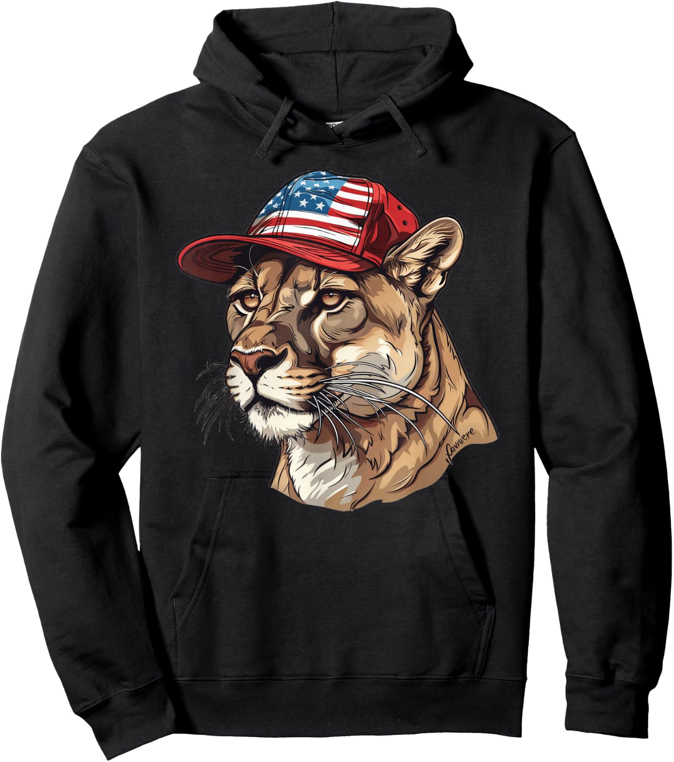 Mountain Lion With USA Hat Hoodie - Hoodie | Black