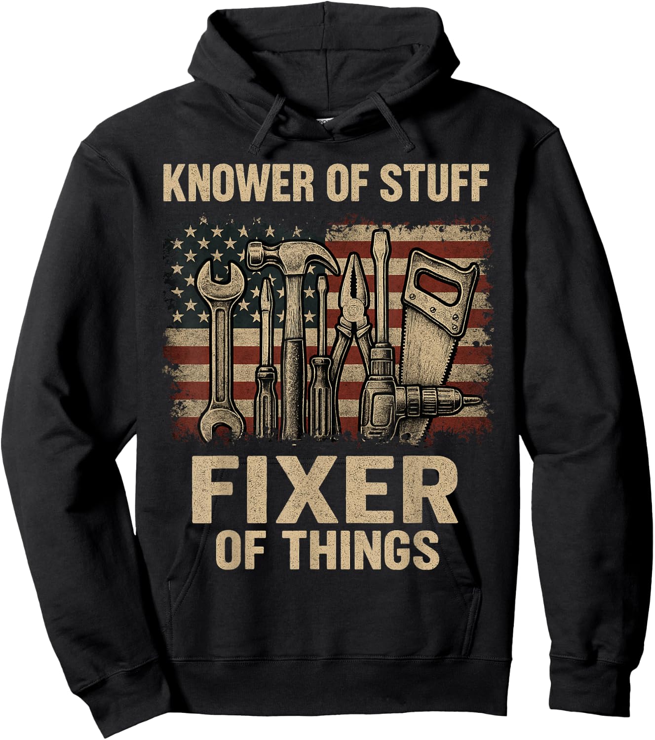 Knower of Stuff Fixer of Things Funny Vintage Saying Man Hoodie - Hoodie | Black