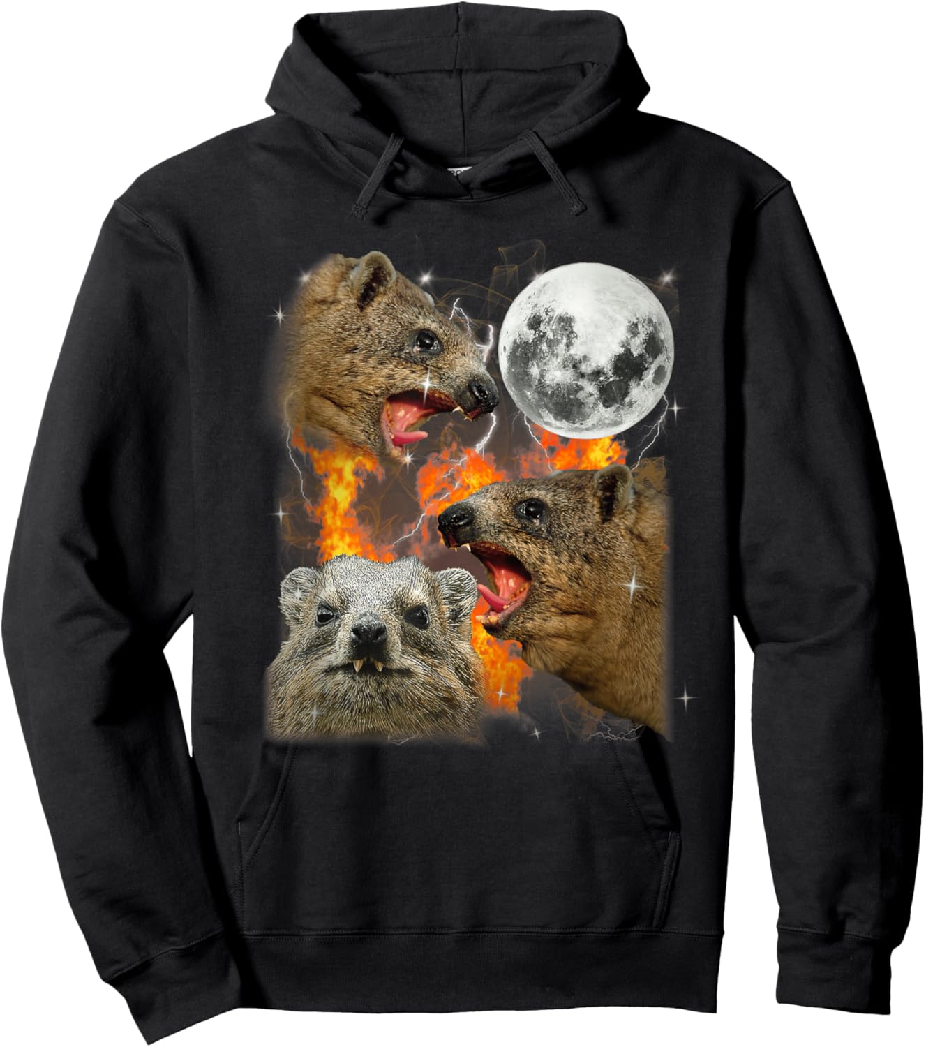Funny Meme Rock Hyrax Fire Hoodie - Hoodie | Black