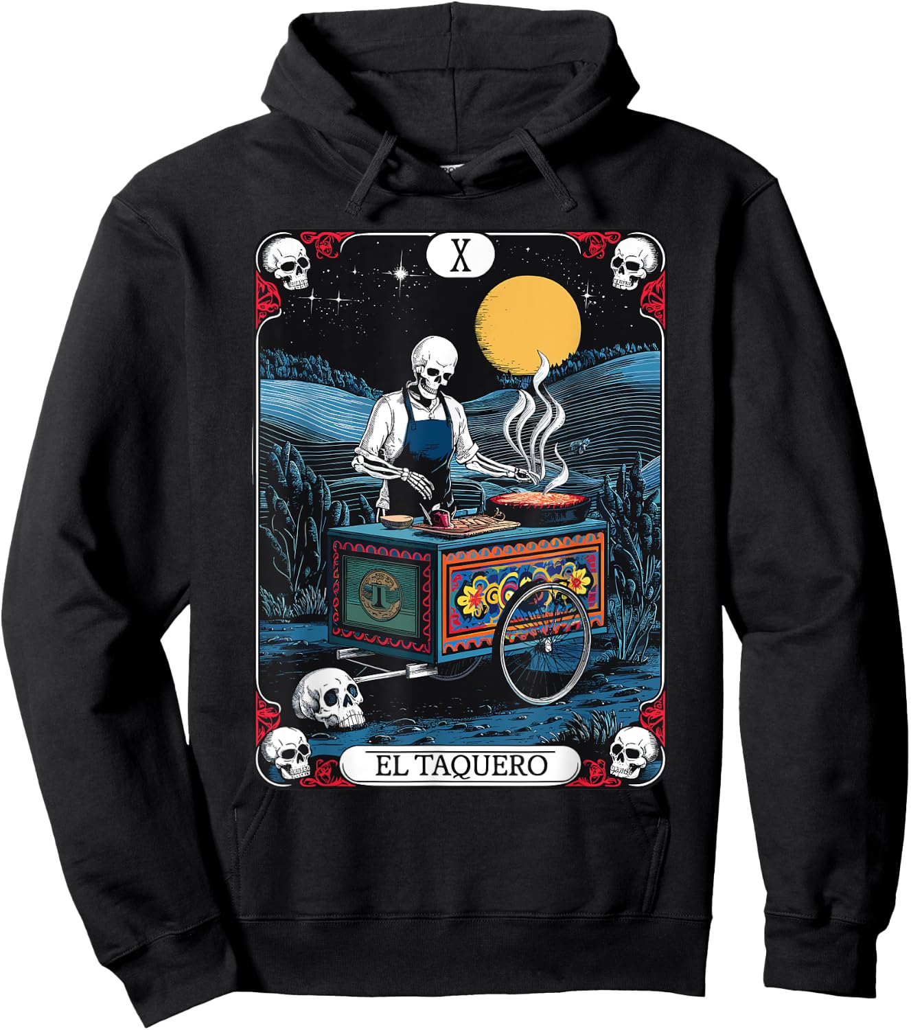Gothic Tarot El Taquero Skeleton Taco Chef Hoodie - Hoodie | Black