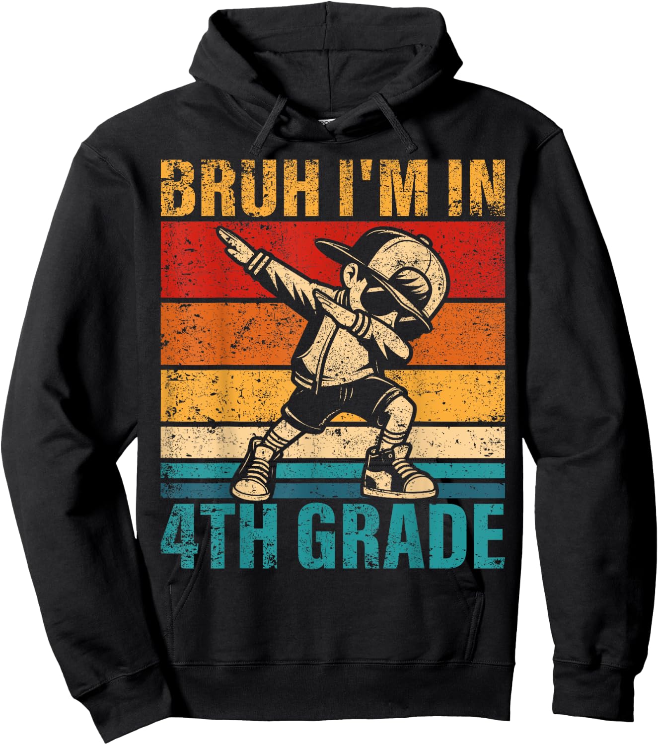 Fourth Grade Dabbing Boy Bruh i'm in 4th Grade Student Hoodie - Hoodie | Black