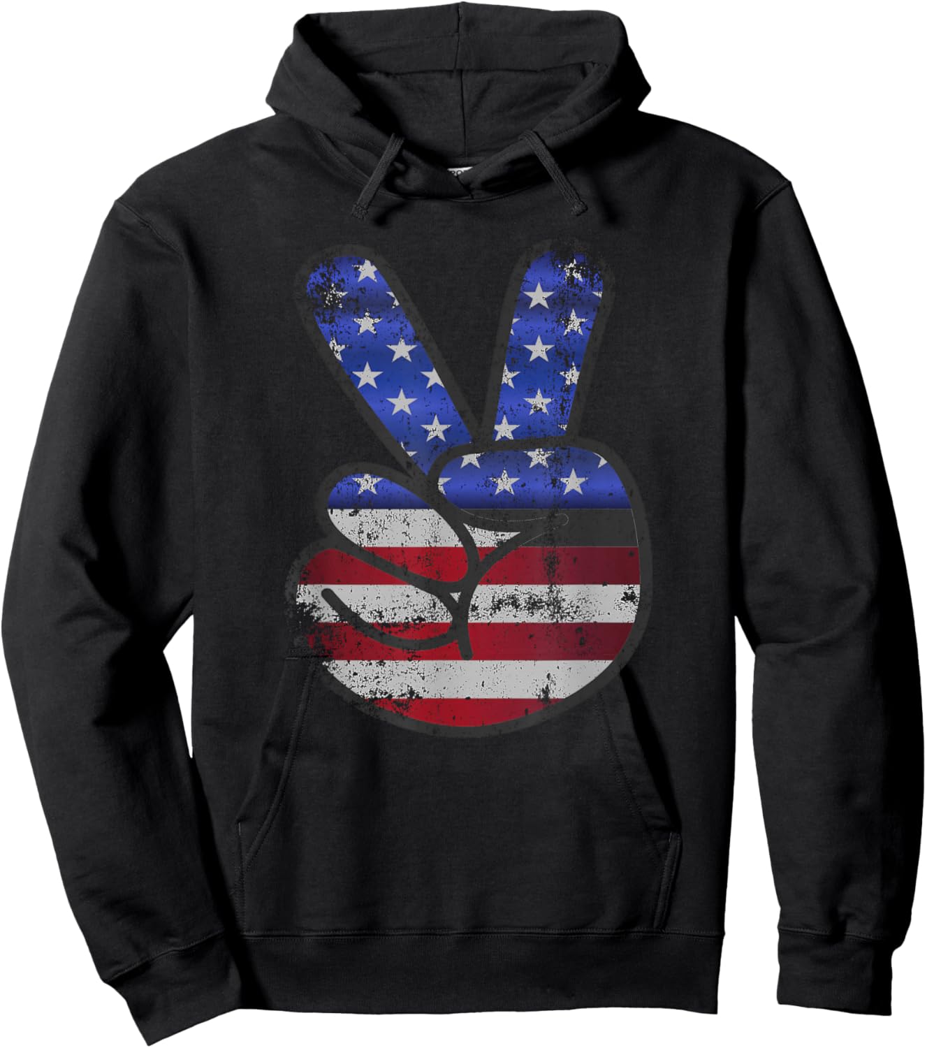 American Flag Shirt USA Vintage Peace Sign 4th of July Gift Hoodie - Hoodie | Black