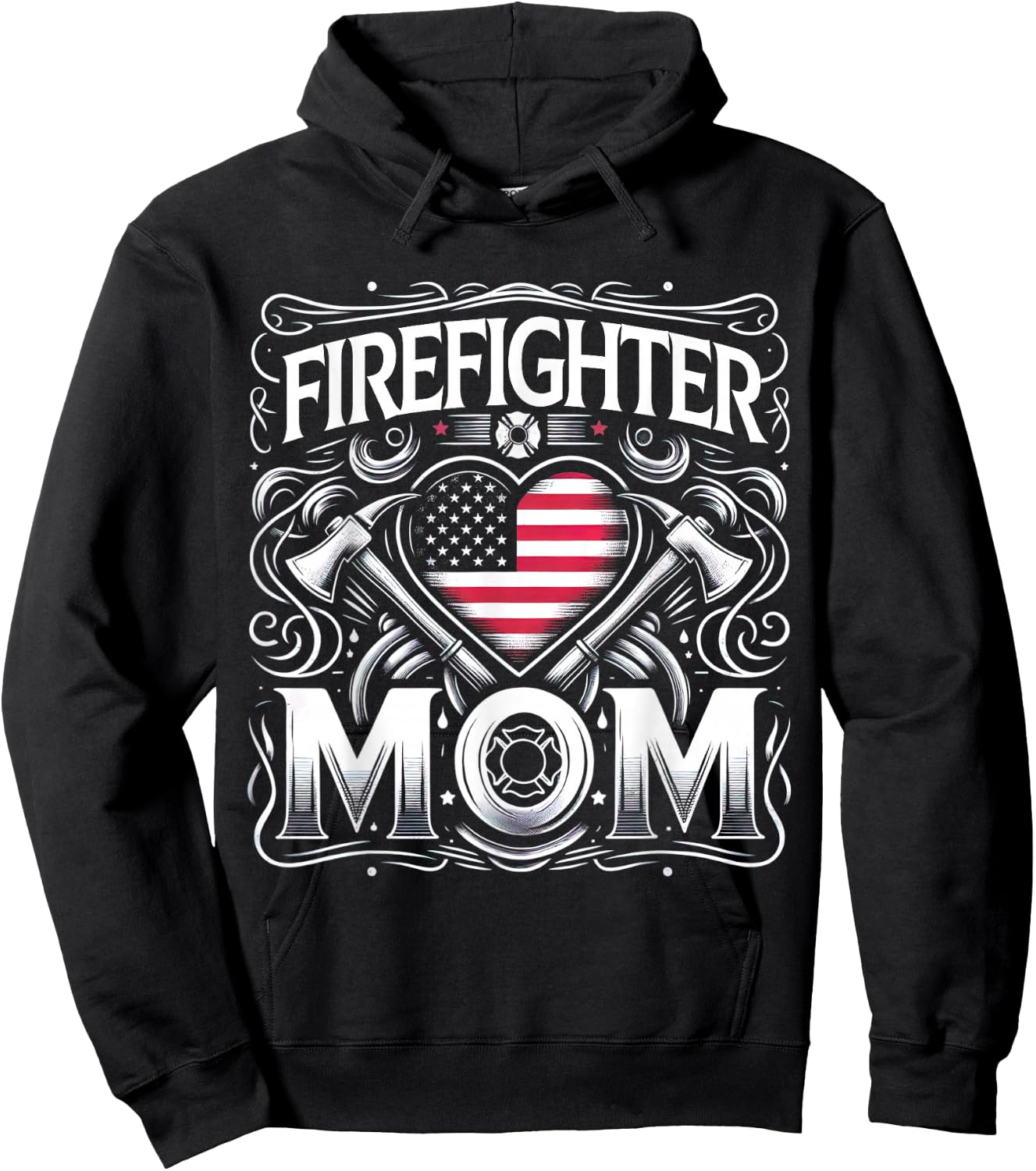 Firefighter Mom Shirt Proud Mother Design Thin Red Line Hoodie - Hoodie | Black