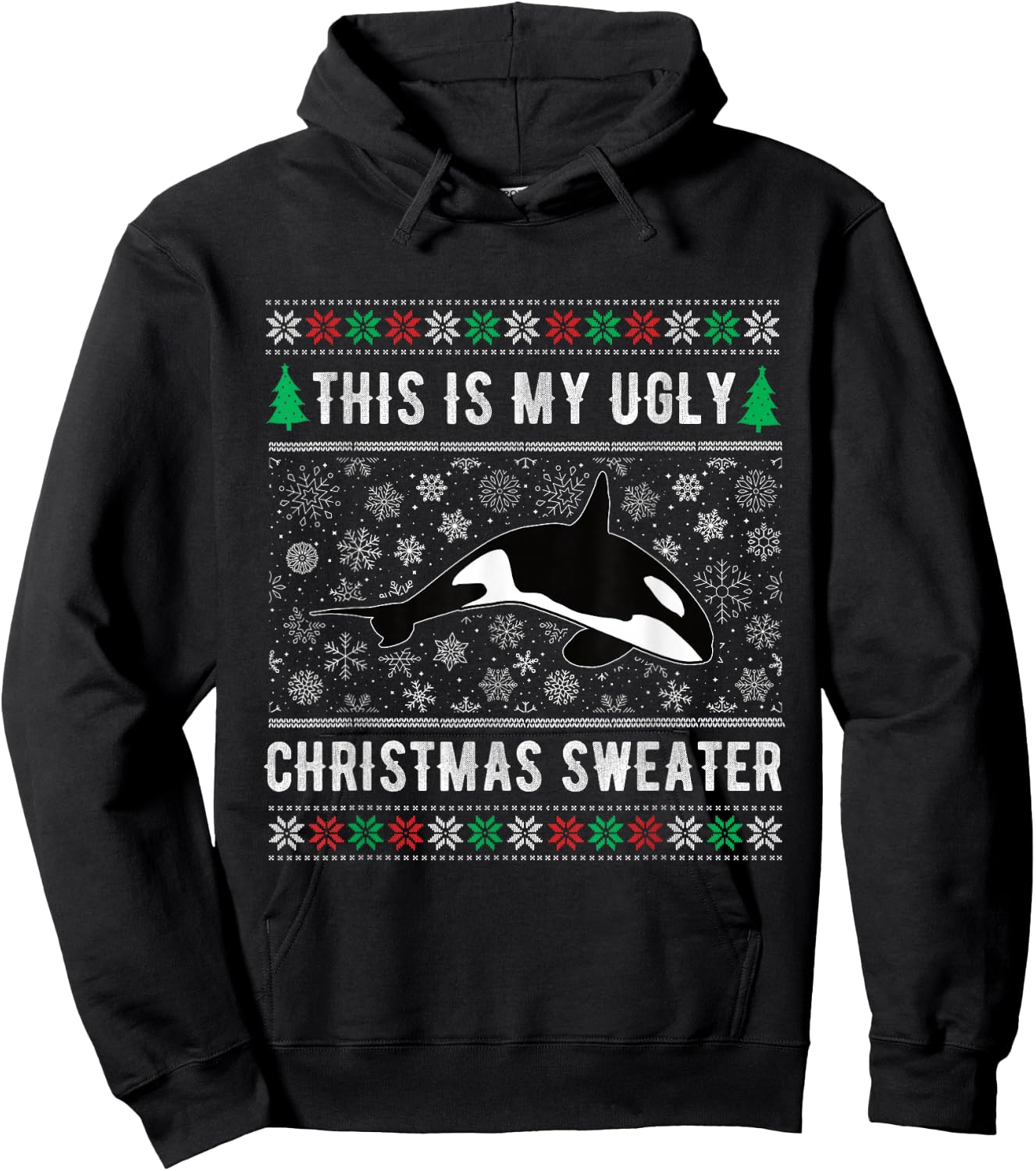 Santa xmas orca lover This is my Orca ugly christmas sweater Hoodie - Hoodie | Black