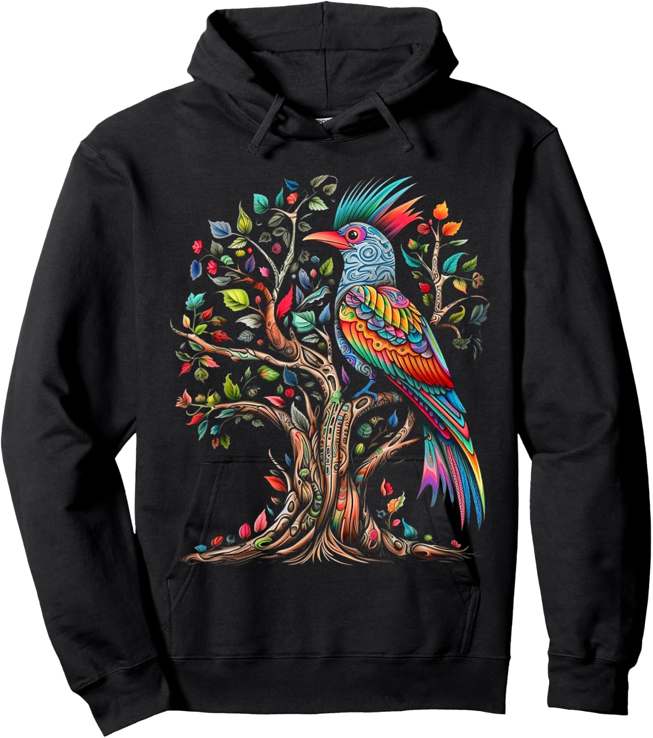 Bird Tree Art - Bird Motif Art Animal Bird Hoodie - Hoodie | Black
