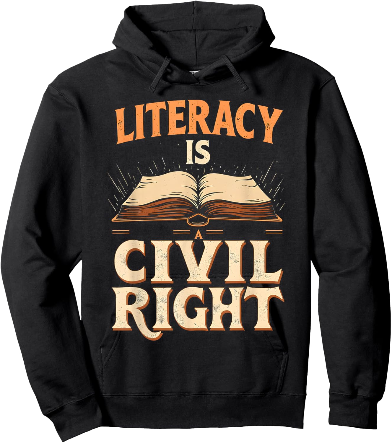 Vintage Retro Literacy Is A Civil Right Funny Teacher Hoodie - Hoodie | Black
