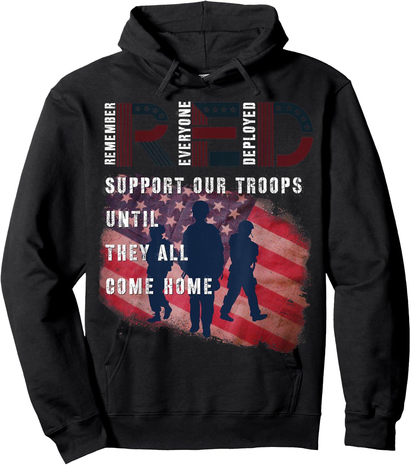 On Friday We Wear Red Friday Military Support troops US Flag Hoodie - Hoodie | Black