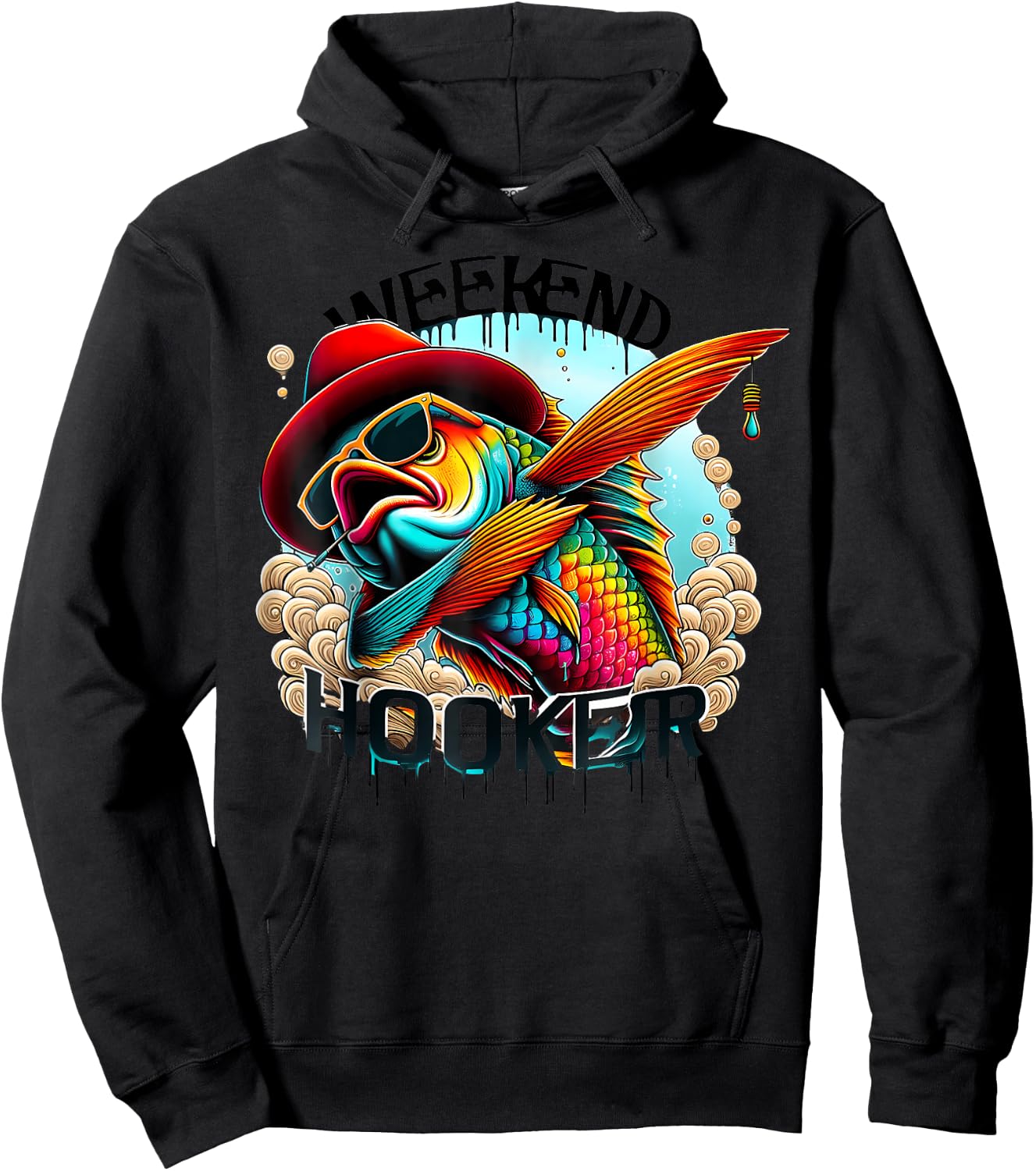 Weekend Hooker Colorful Fishing Funny Fishing Hoodie - Hoodie | Black