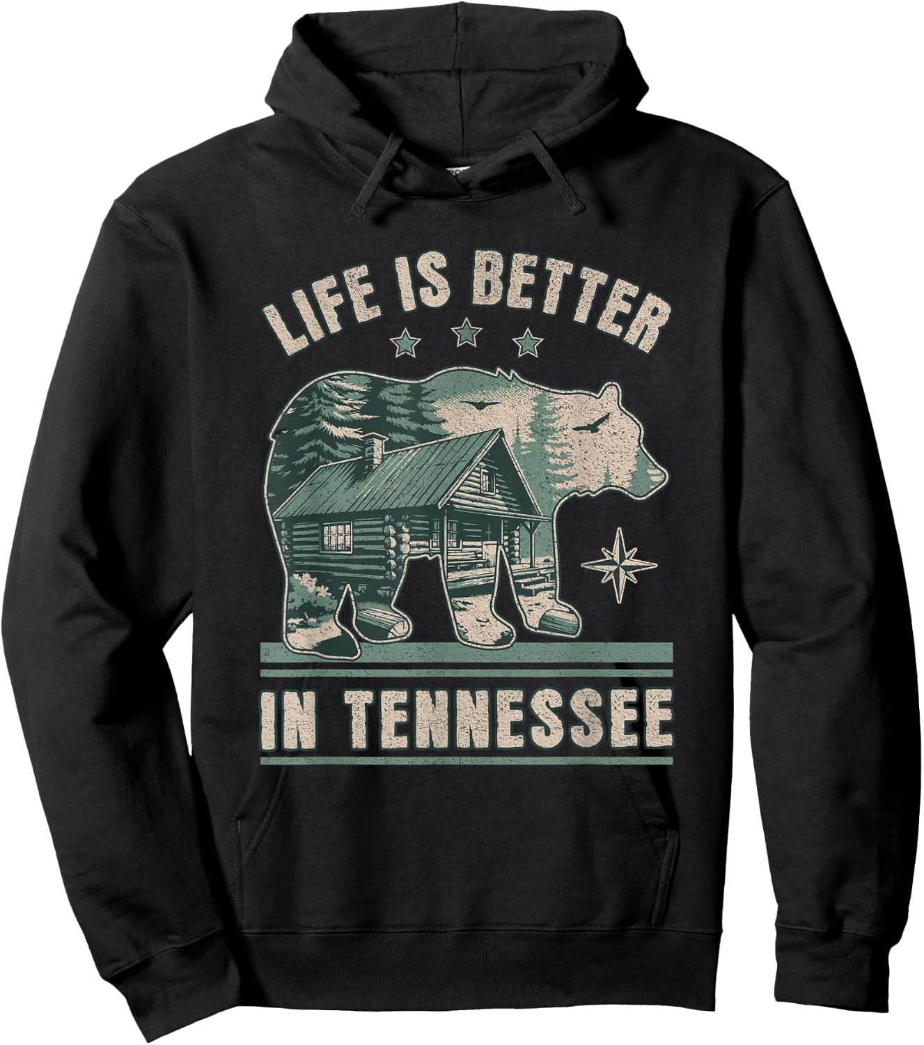 Life Is Better In Tennessee, Smoky Mountains Outdoors Hiking Hoodie - Hoodie | Black