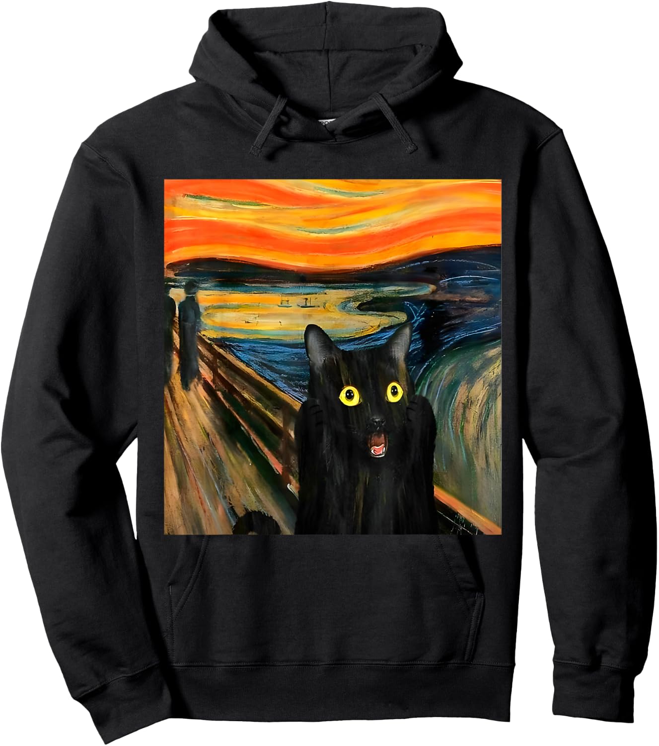 The Scream Black Cat by Munch Edvard Famous Painting Funny Hoodie - Hoodie | Black