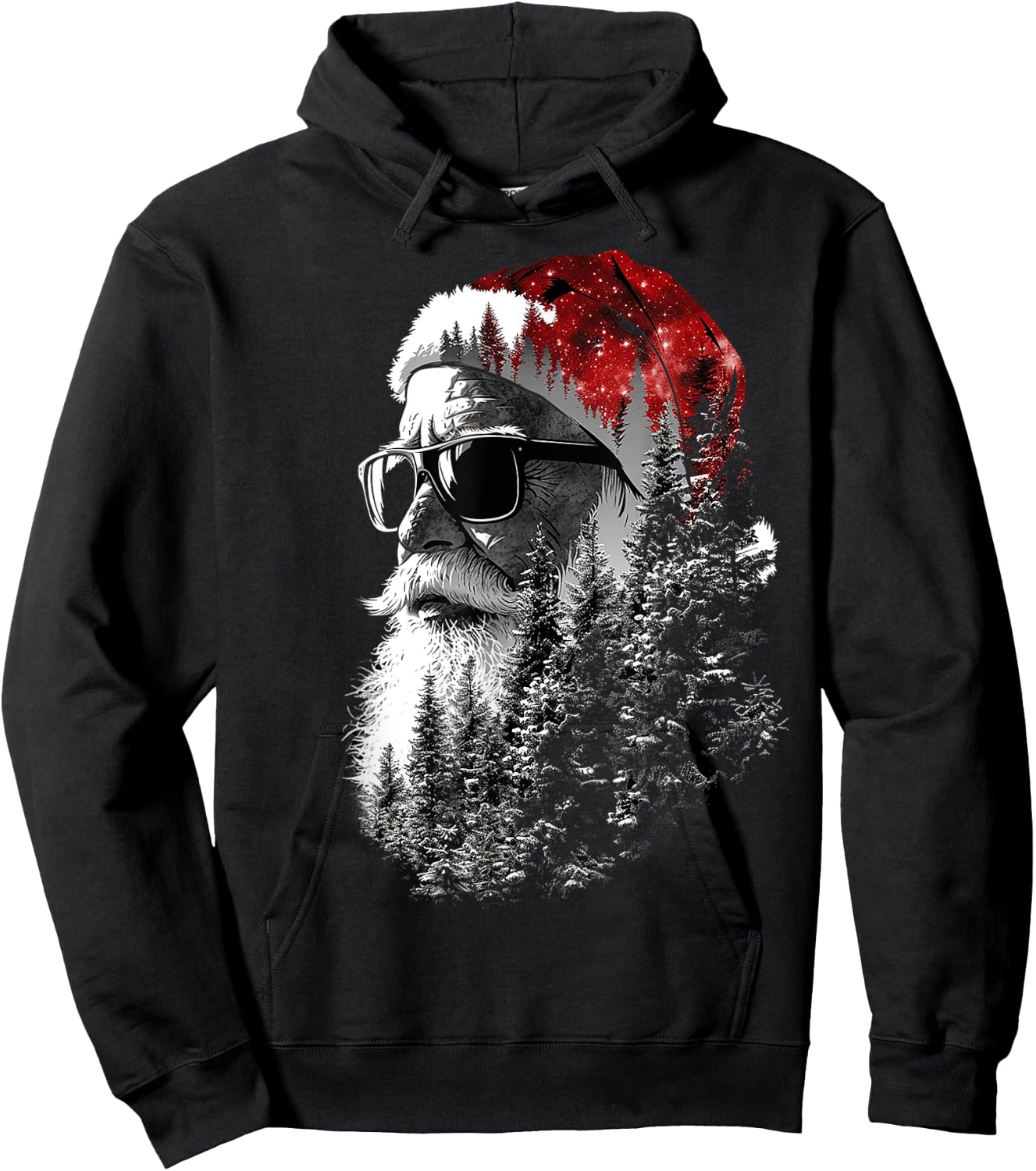 Santa Claus Christmas Motif X-Mas Sunglasses Santa Claus Hoodie - Hoodie | Black