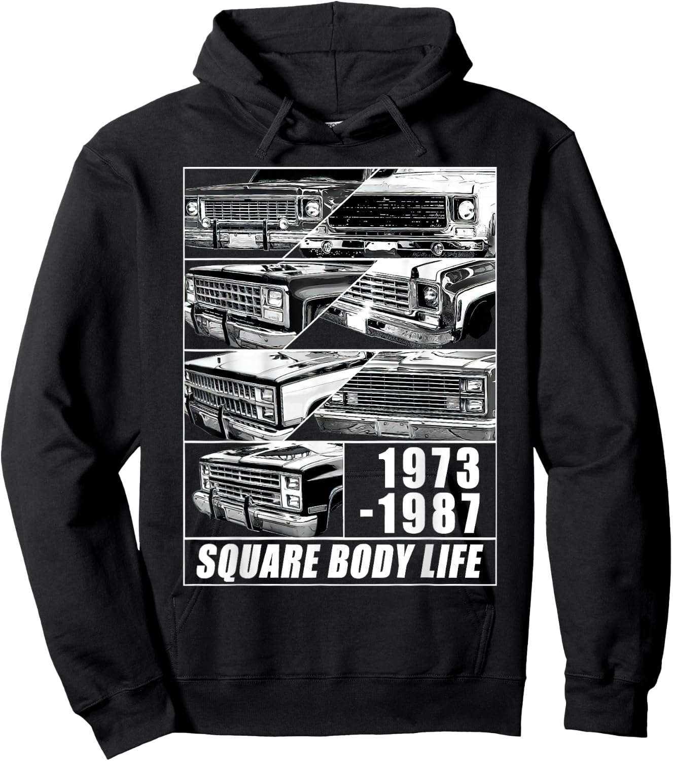 1973-1987 Square Body Truck Squarebody C10 K10 Hoodie - Hoodie | Black