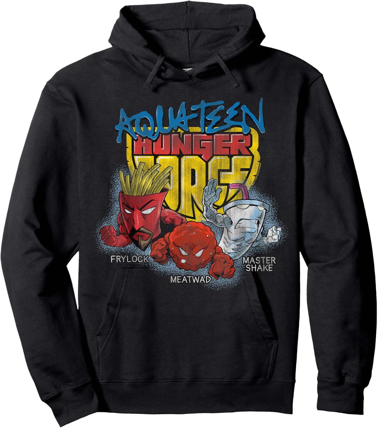 Aqua Teen Hunger Force Group Shield Logo Adult Swim Cartoon Hoodie - Hoodie | Black