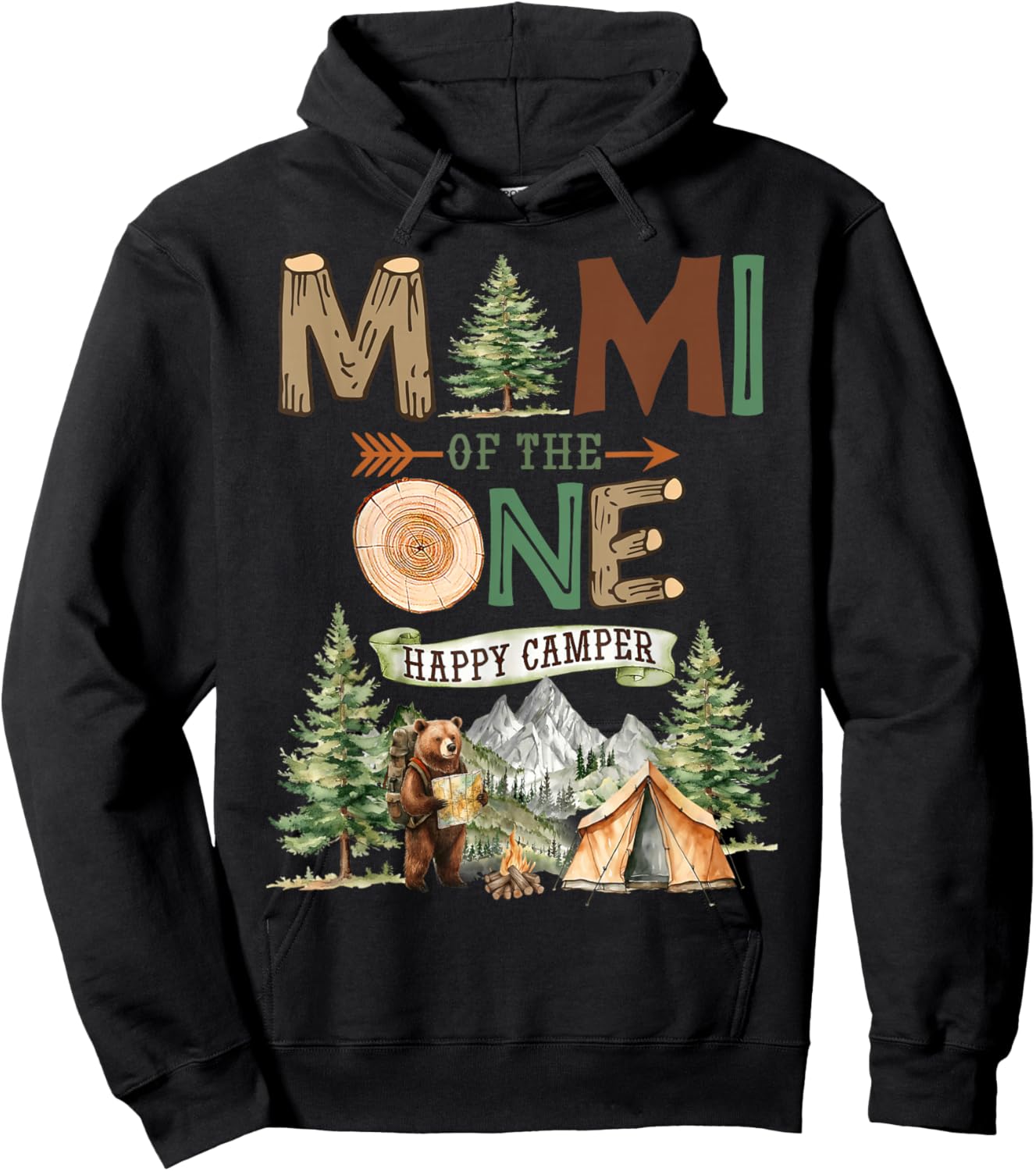 Mimi of The One Happy Camper 1st Birthday Camping Hoodie - Hoodie | Black