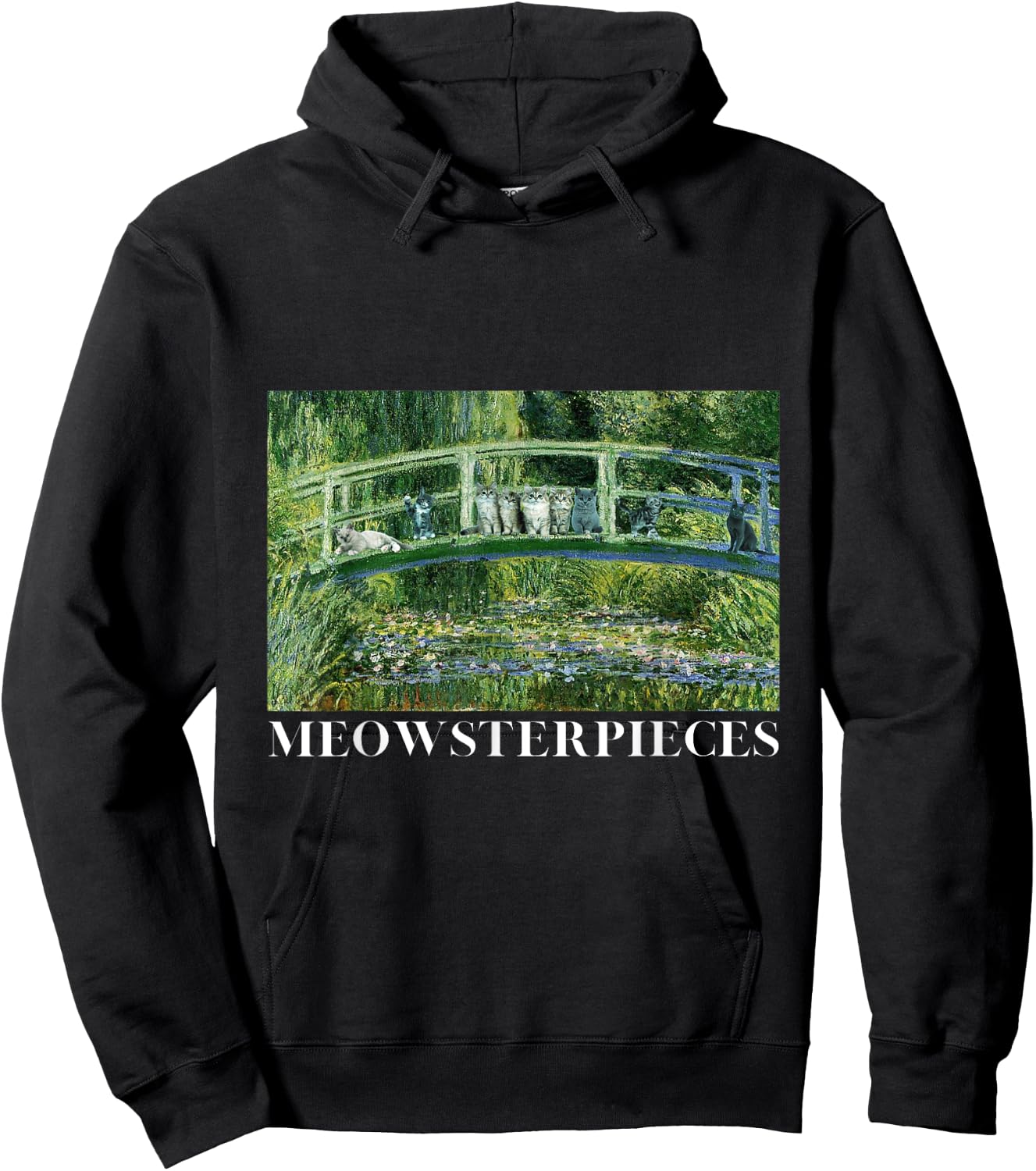 MEOWSTERPIECES Antique Oil Painting Funny Cat Lover Art Women Girls Kids Hoodie - Hoodie | Black