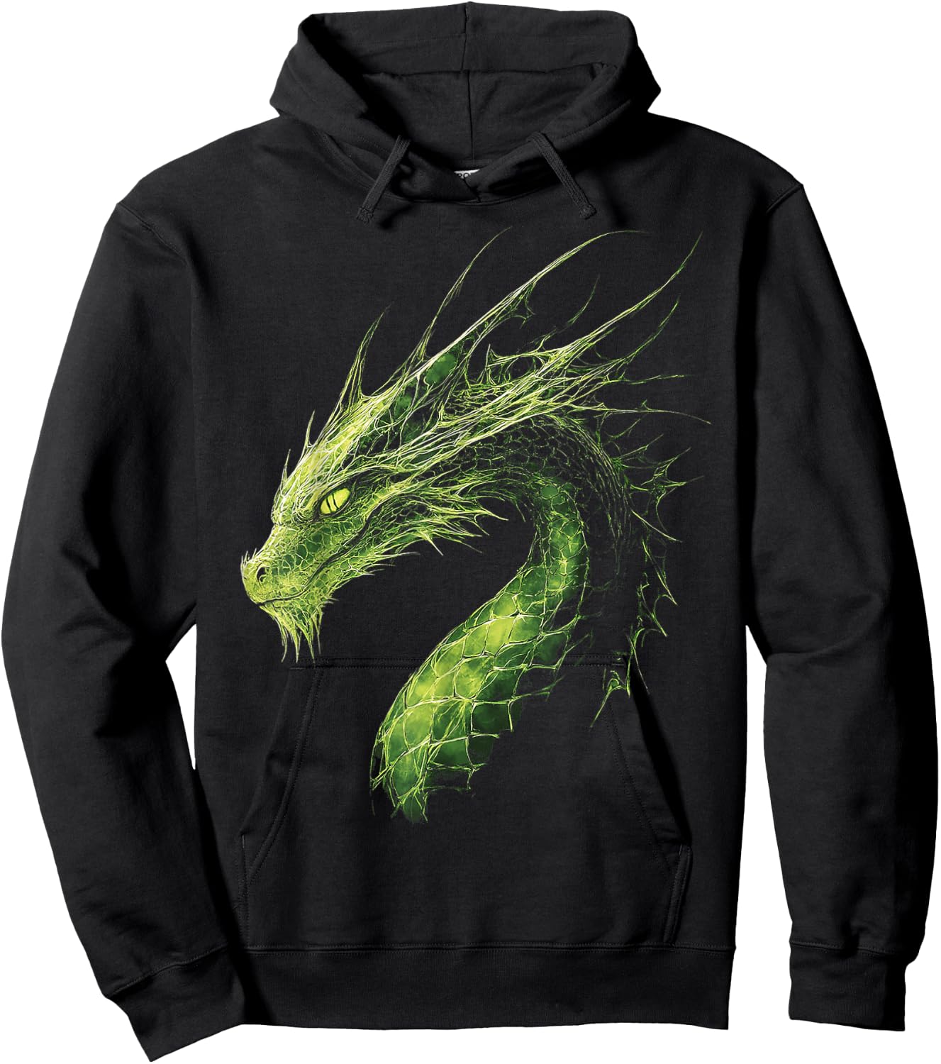 Green Dragon Motif Mythical Illustration Green Dragon Hoodie - Hoodie | Black