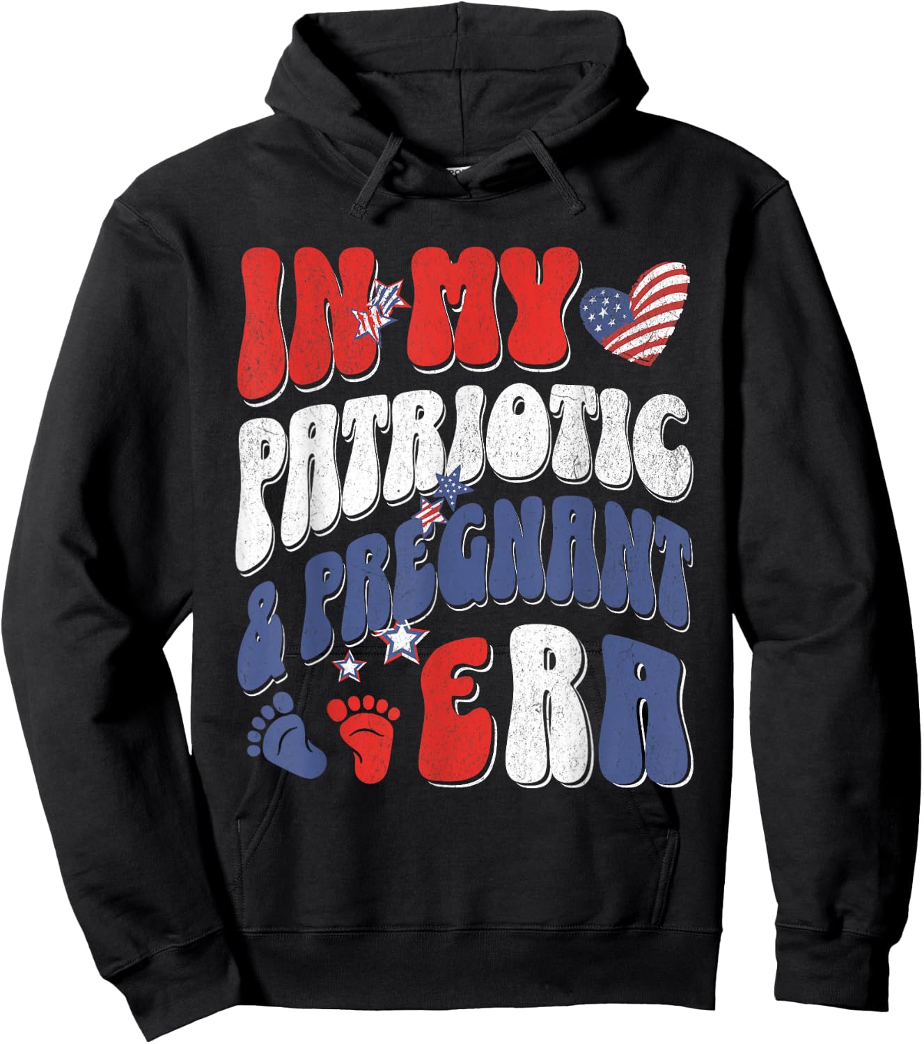 4th of July Pregnancy Announcement Baby Shower Baby Reveal Hoodie - Hoodie | Black