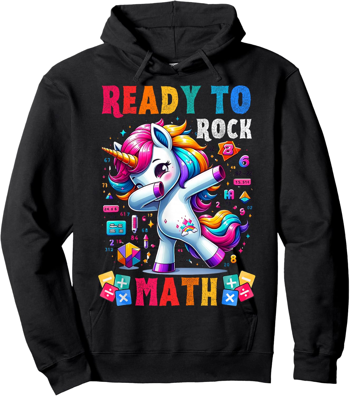 Student back to School Math Squad Kids Girls Smarter Unicorn Hoodie - Hoodie | Black