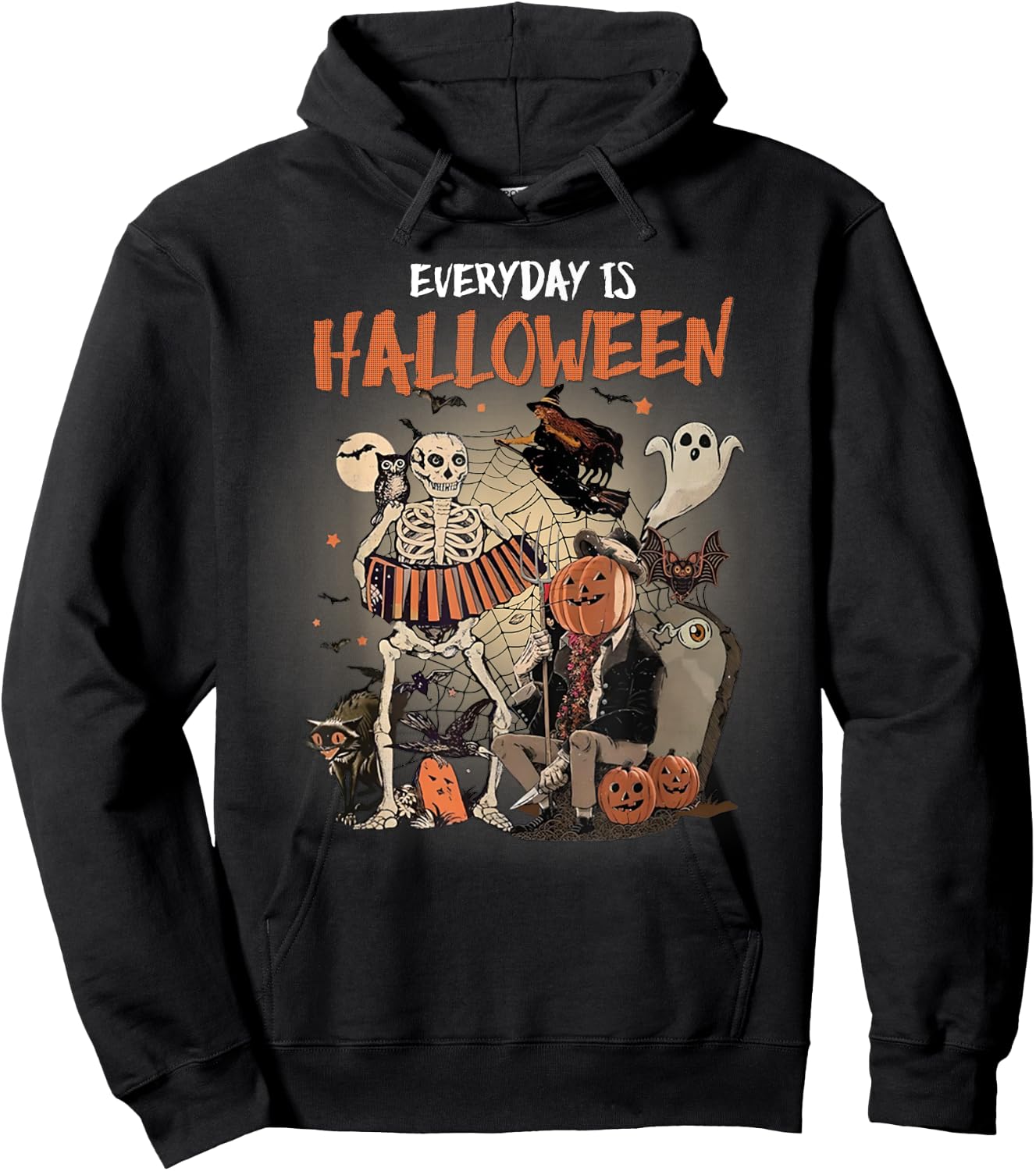 Everyday Is Halloween Spooky Monsters Skeleton Witch Pumpkin Hoodie - Hoodie | Black