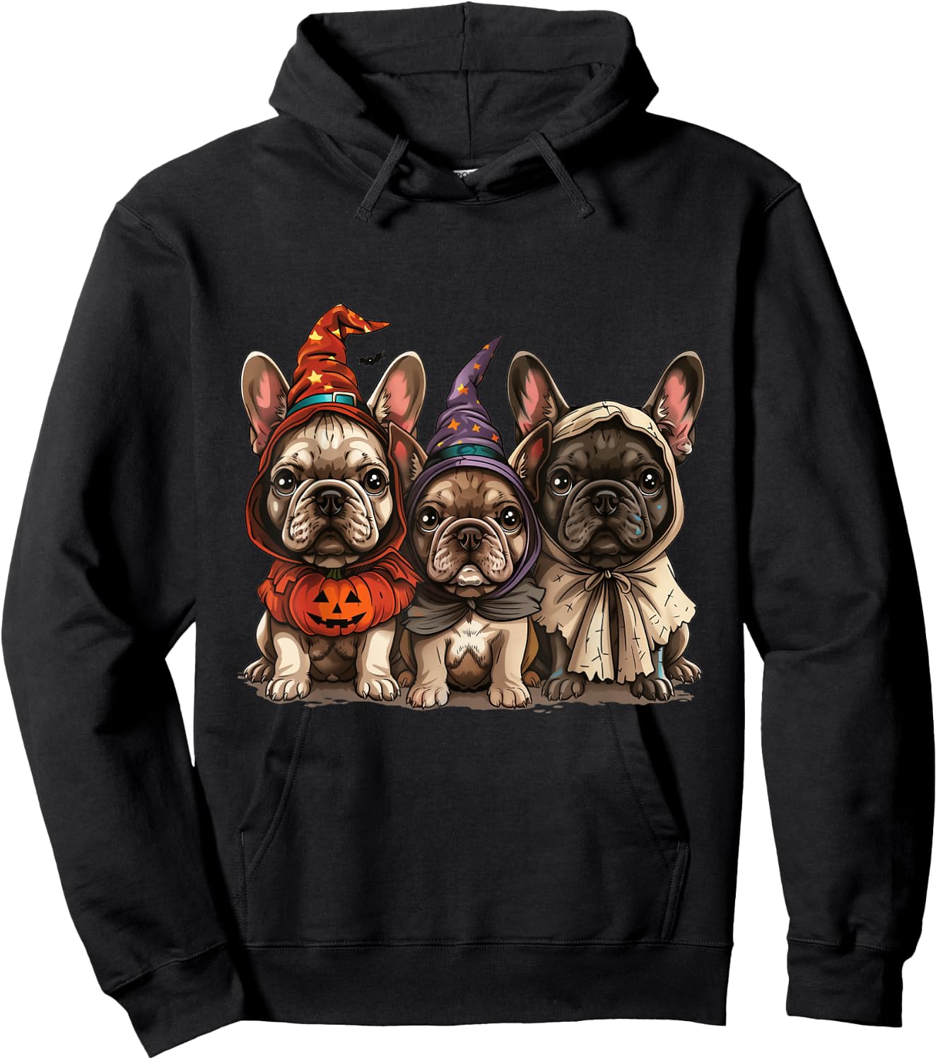 Cute French Bulldogs Halloween Pumpkin Frenchie Puppy Dogs Hoodie - Hoodie | Black