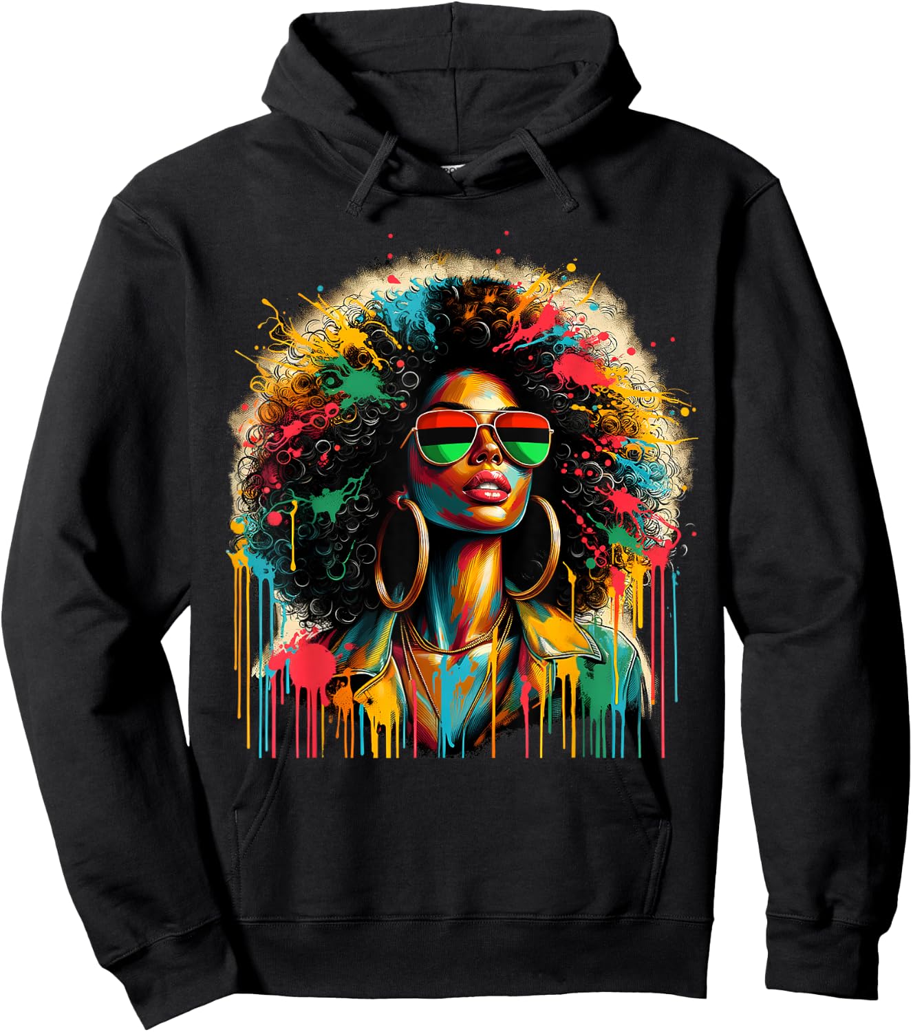Juneteenth Black Queen Afro African Melanin Dripping Hoodie - Hoodie | Black