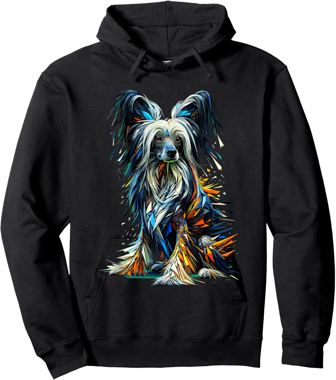 Polygon Type Chinese Crested Dog Crestie Hoodie - Hoodie | Black