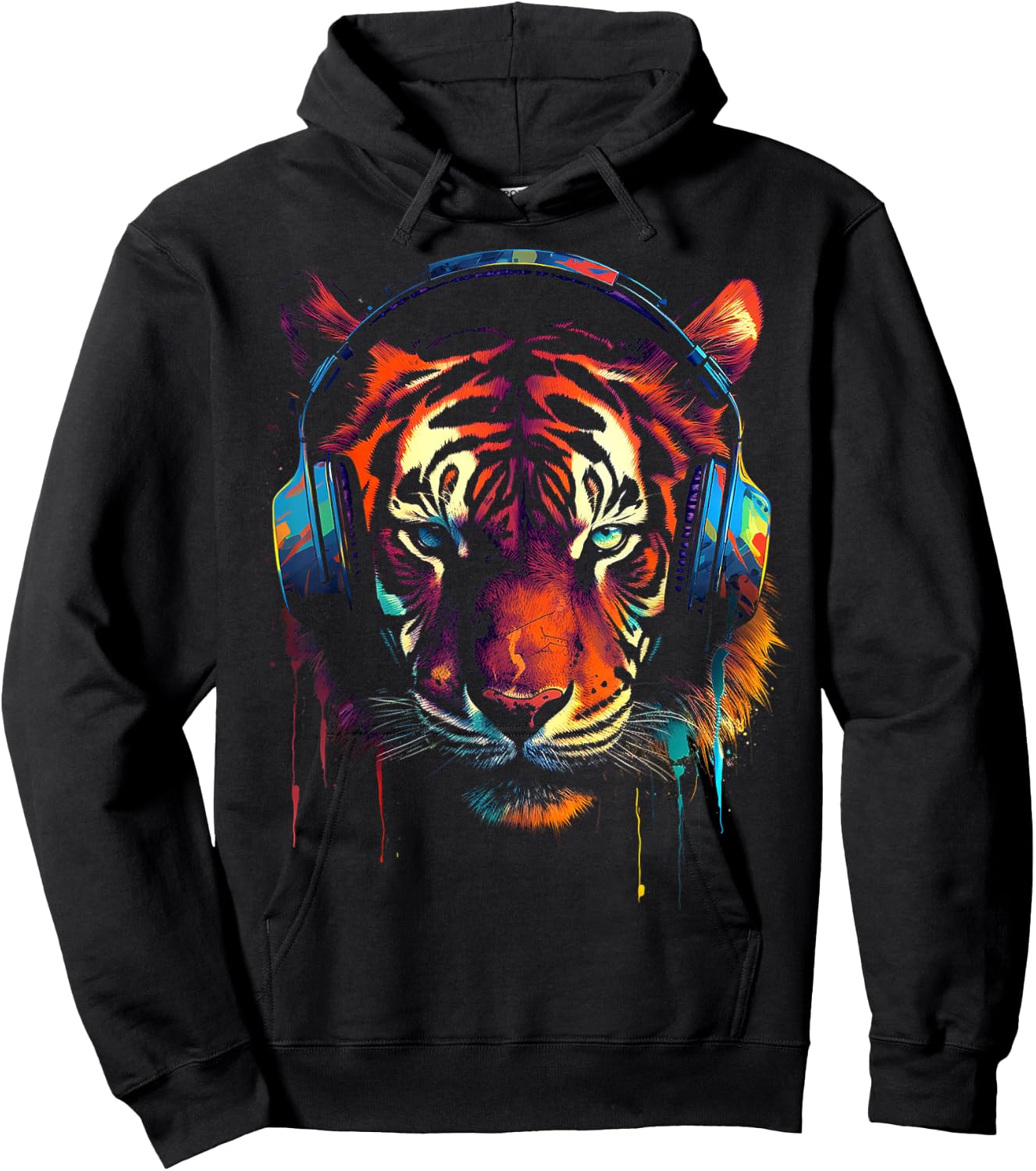 Tiger Animal Motif Artwork Tiger Hoodie - Hoodie | Black