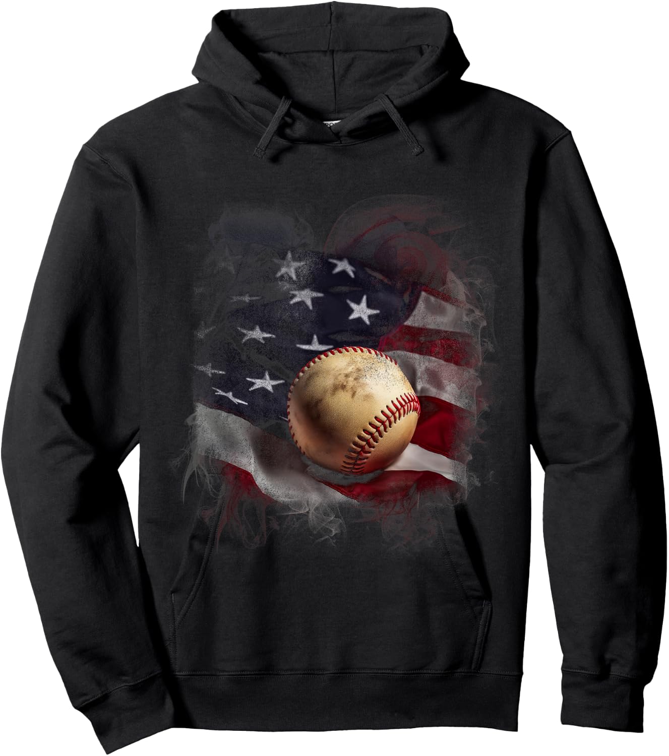 Baseball and American Flag USA Graphic Kids Men Hoodie - Hoodie | Black