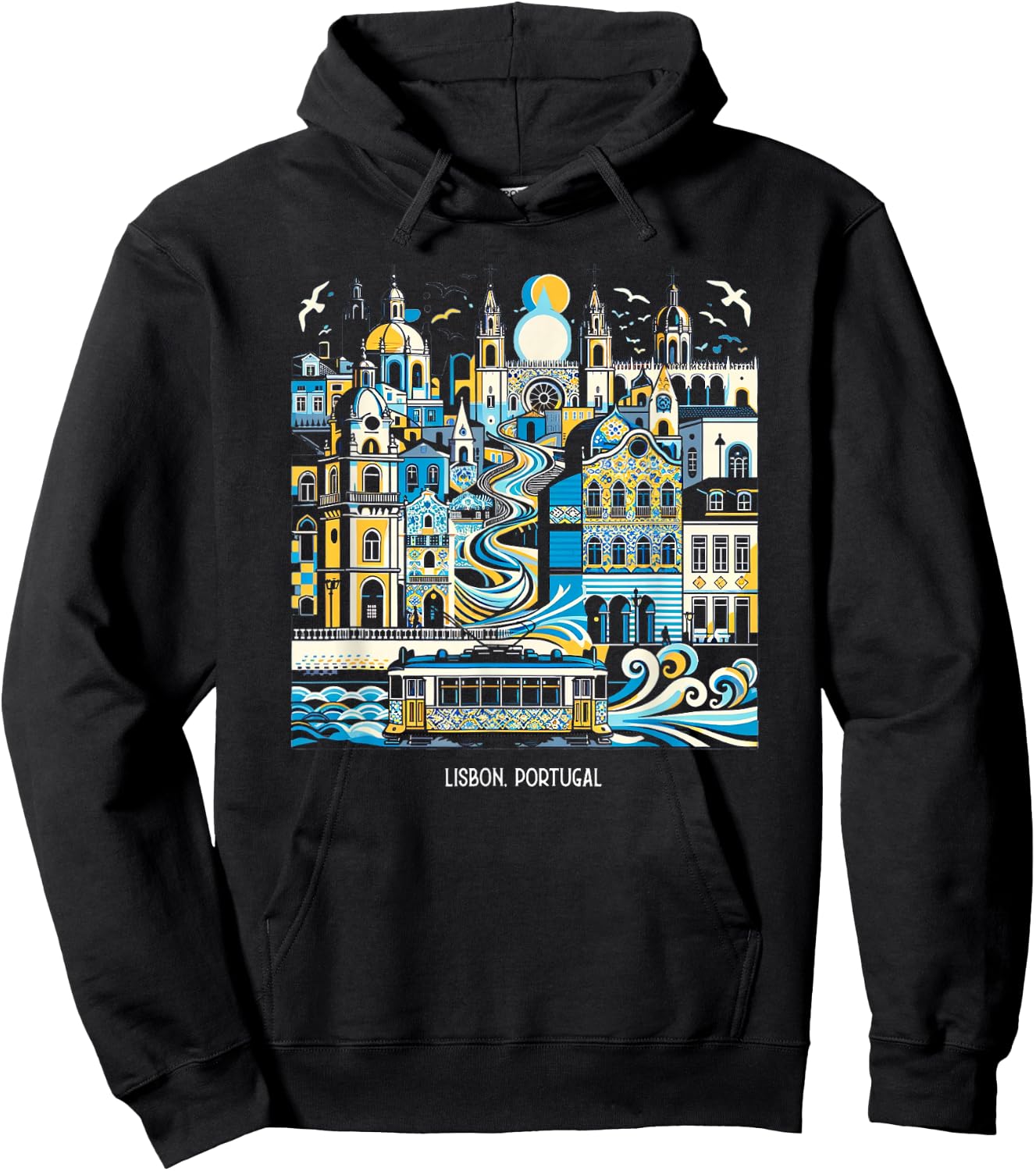 Lisbon Portugal Landscape Skyline International Travel Hoodie - Hoodie | Black