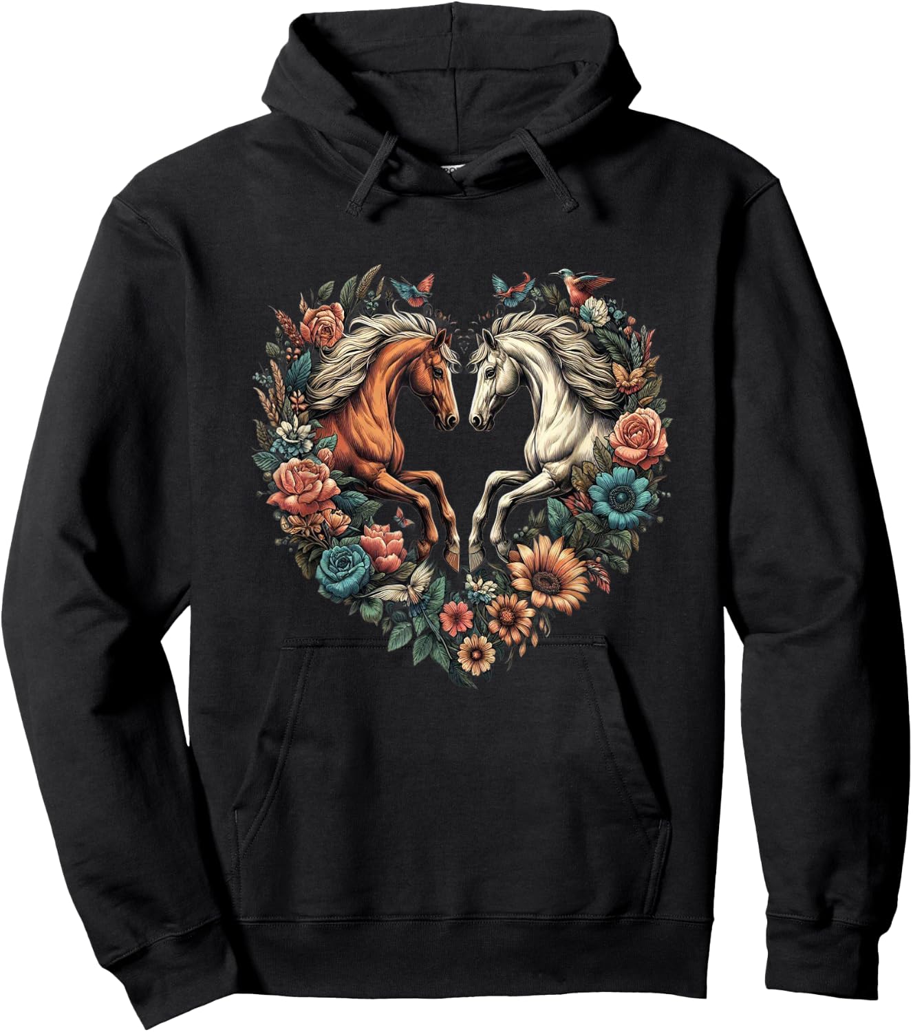 Horse Love Heart Equestrian Horse Rider Lovers Hoodie - Hoodie | Black