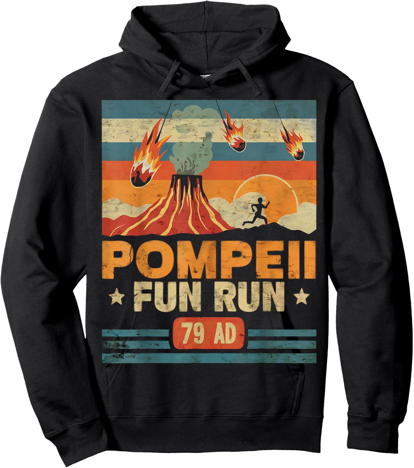Pompeii Fun Run Retro Volcano Lover Geology Volcanologist Hoodie - Hoodie | Black