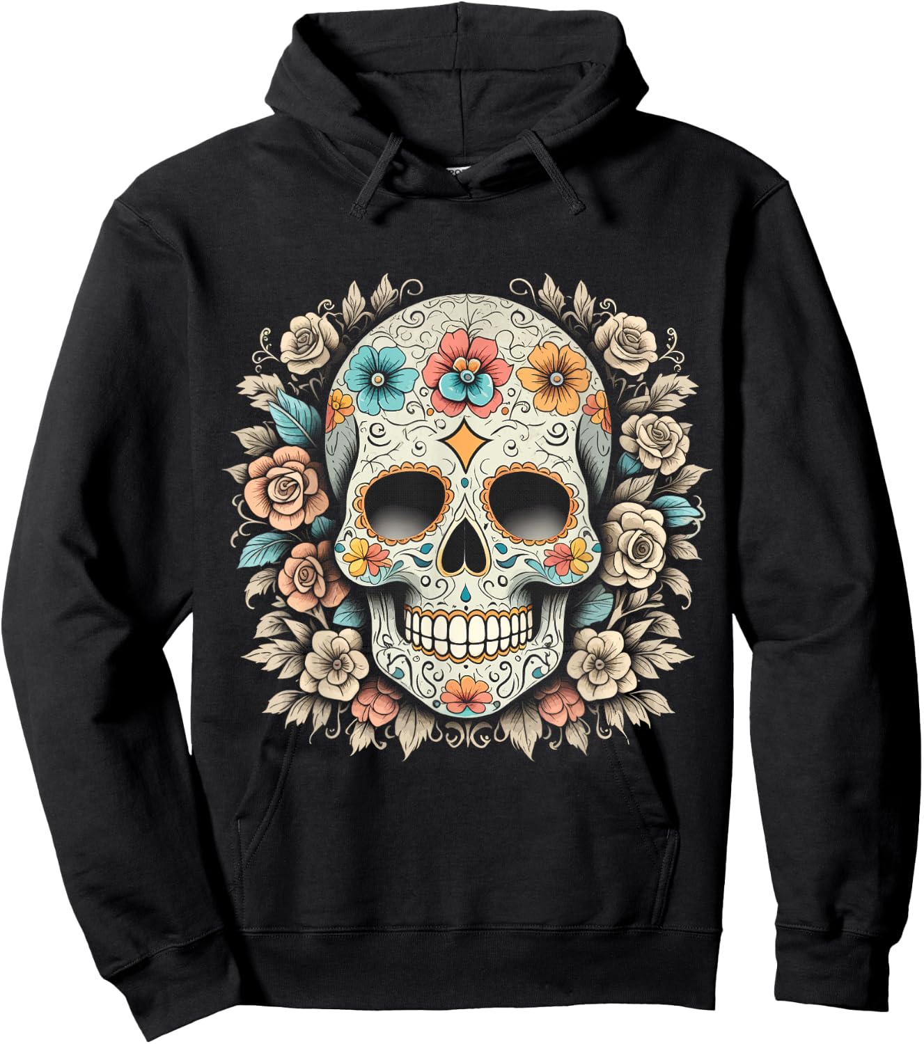 De Los Muertos Day of the Dead Sugar Skull Halloween Women Hoodie - Hoodie | Black