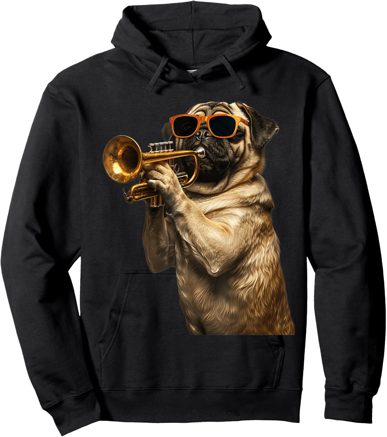 Pug Trumpet Hoodie - Hoodie | Black