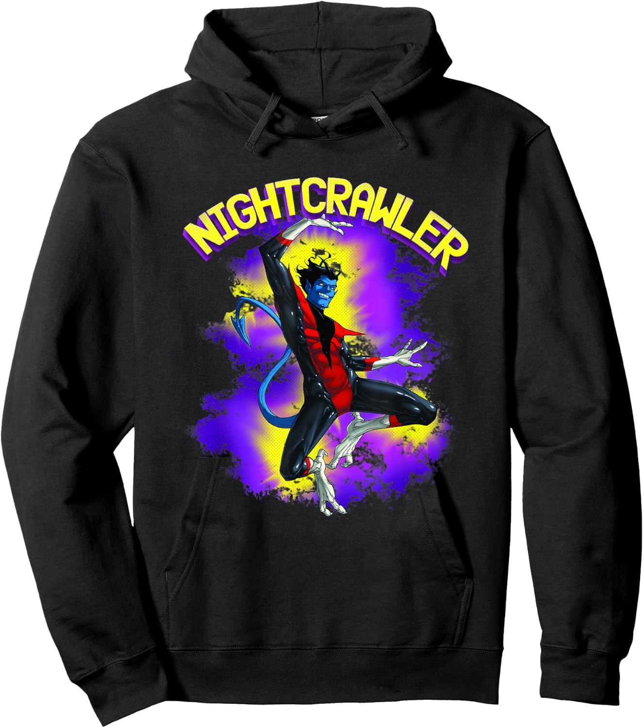 Marvel X-Men Nightcrawler Epic Leap Retro Logo Hoodie - Hoodie | Black