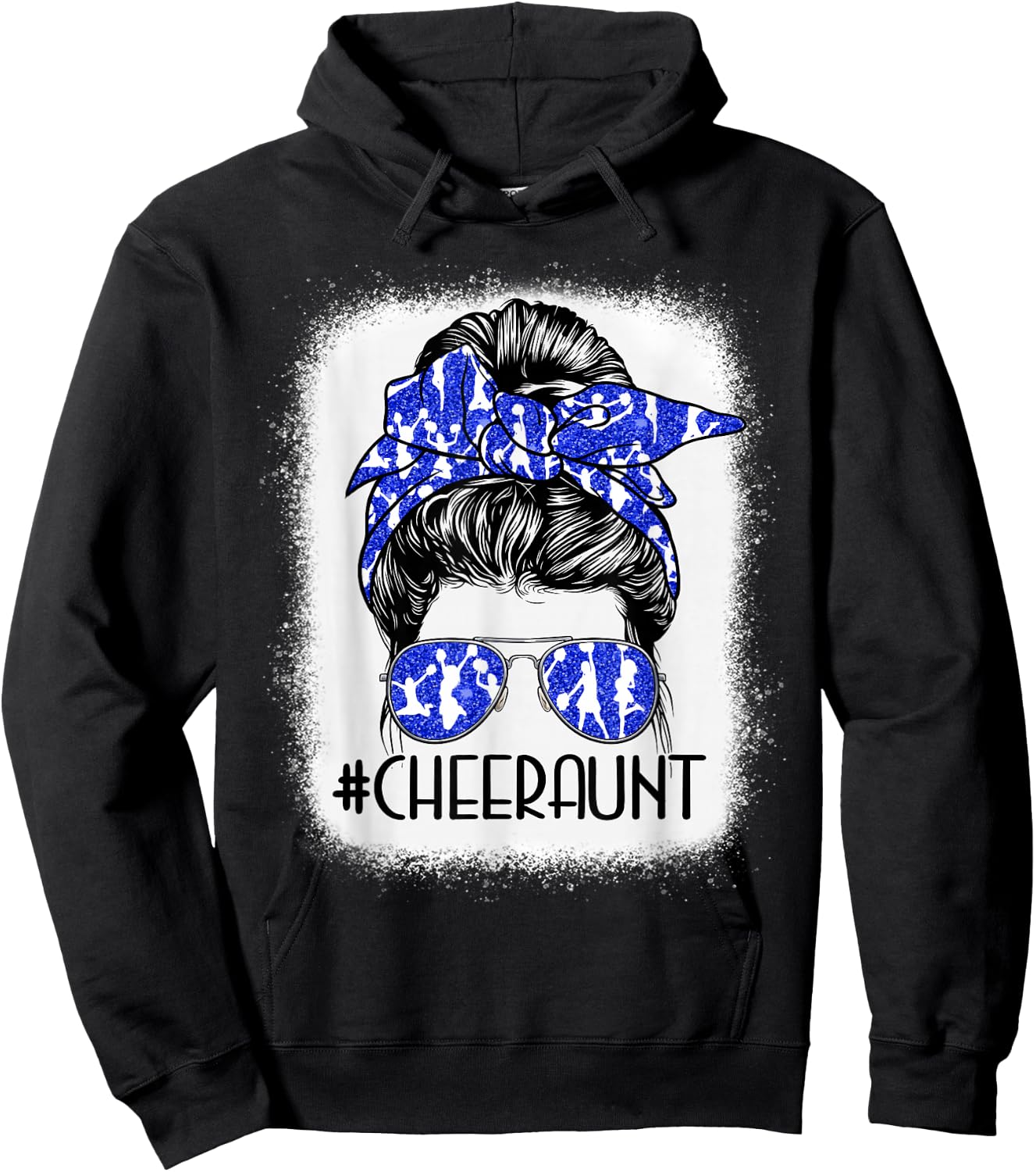 Messy Bun Cheer Aunt Cheerleader Mom Mothers Day Women Hoodie - Hoodie | Black