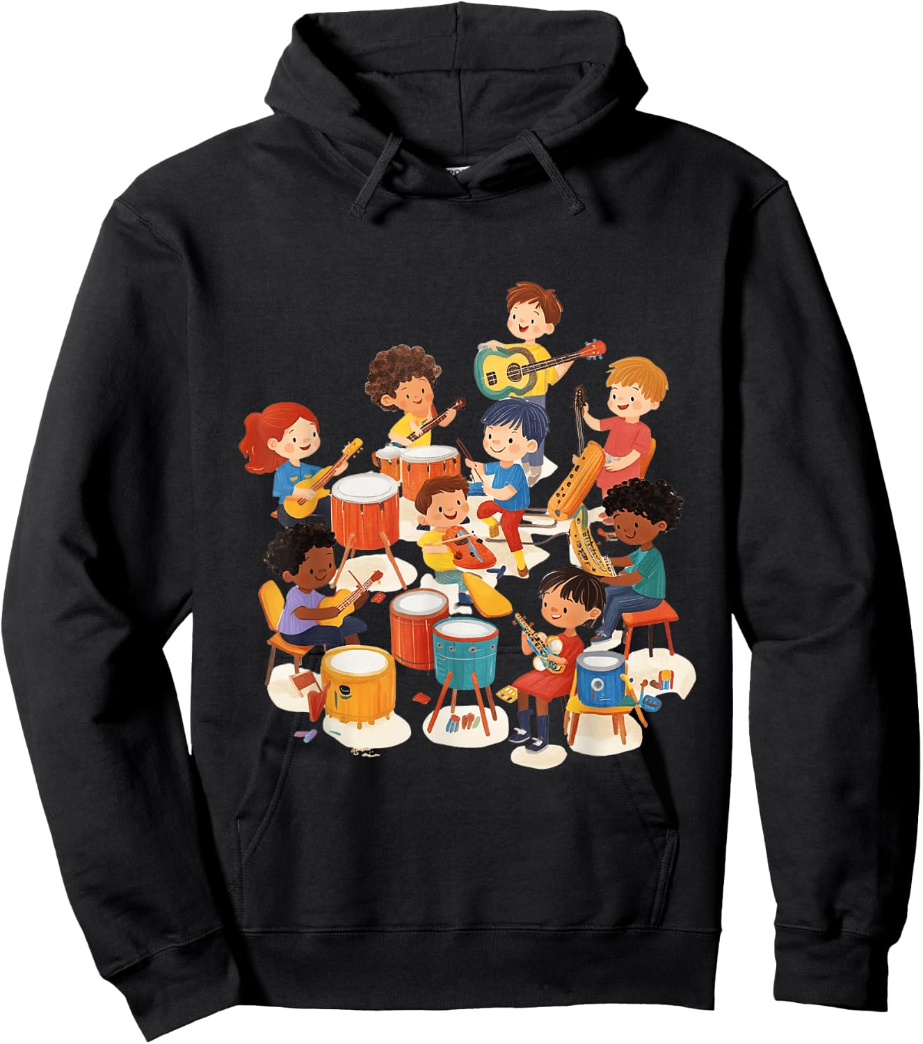 Kids Playing Instruments Music Education Hoodie - Hoodie | Black