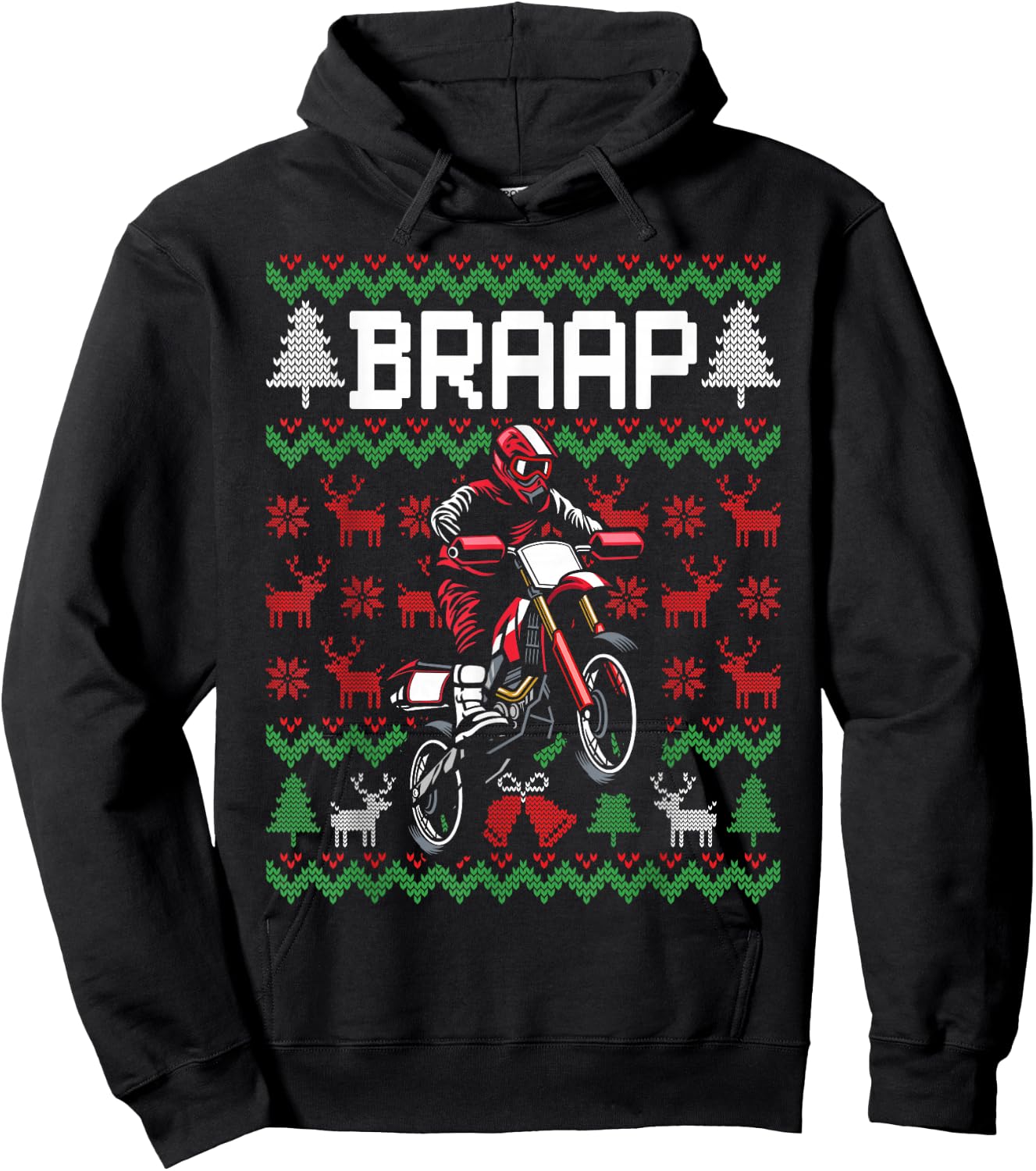 Christmas Motorcycle Motocross Braap Dirt Bike Hoodie - Hoodie | Black