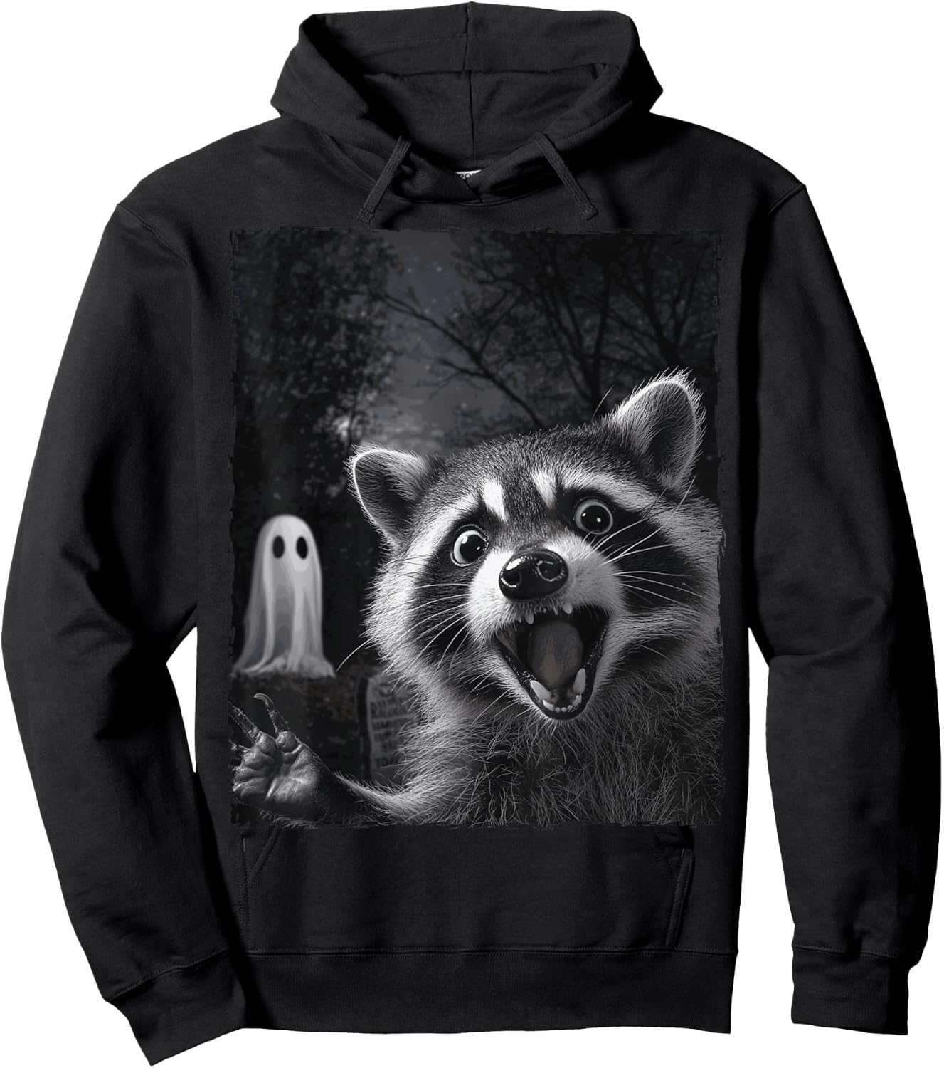 Funny Raccoon Halloween Hoodie - Hoodie | Black